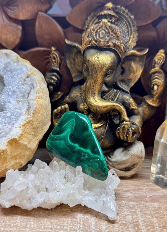 Plaque polie de malachite