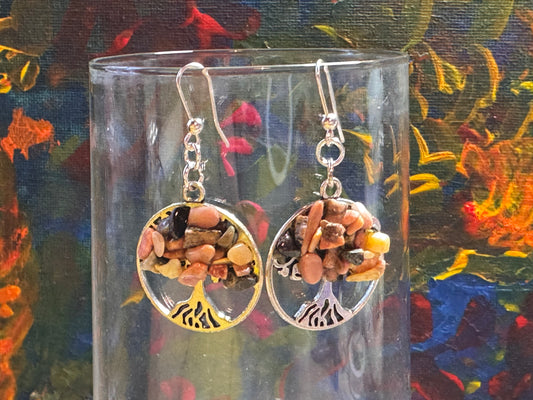 Boucles d’oreilles argent et rhodonite