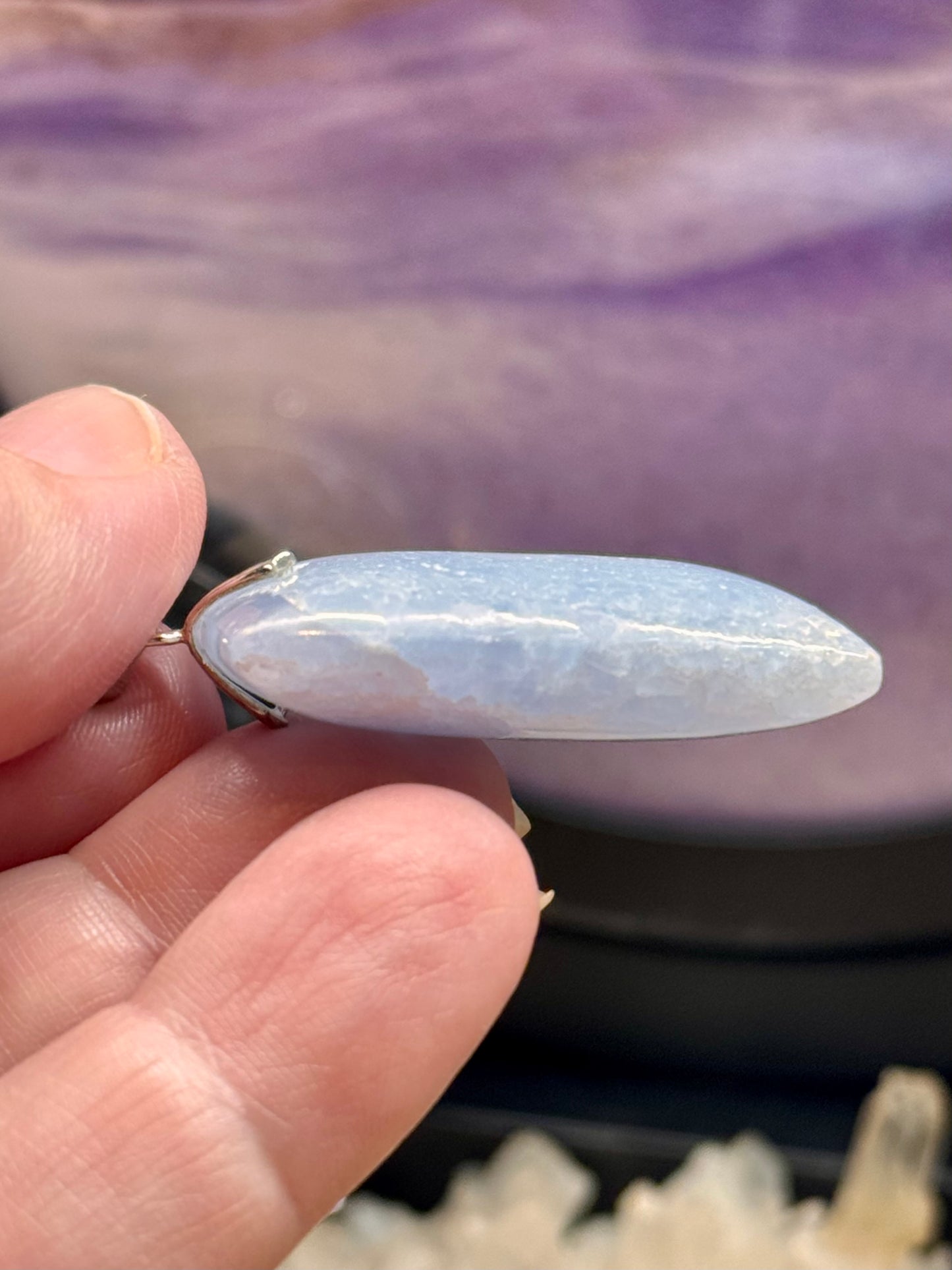 Pendentif rectangulaire de Calcite bleue
