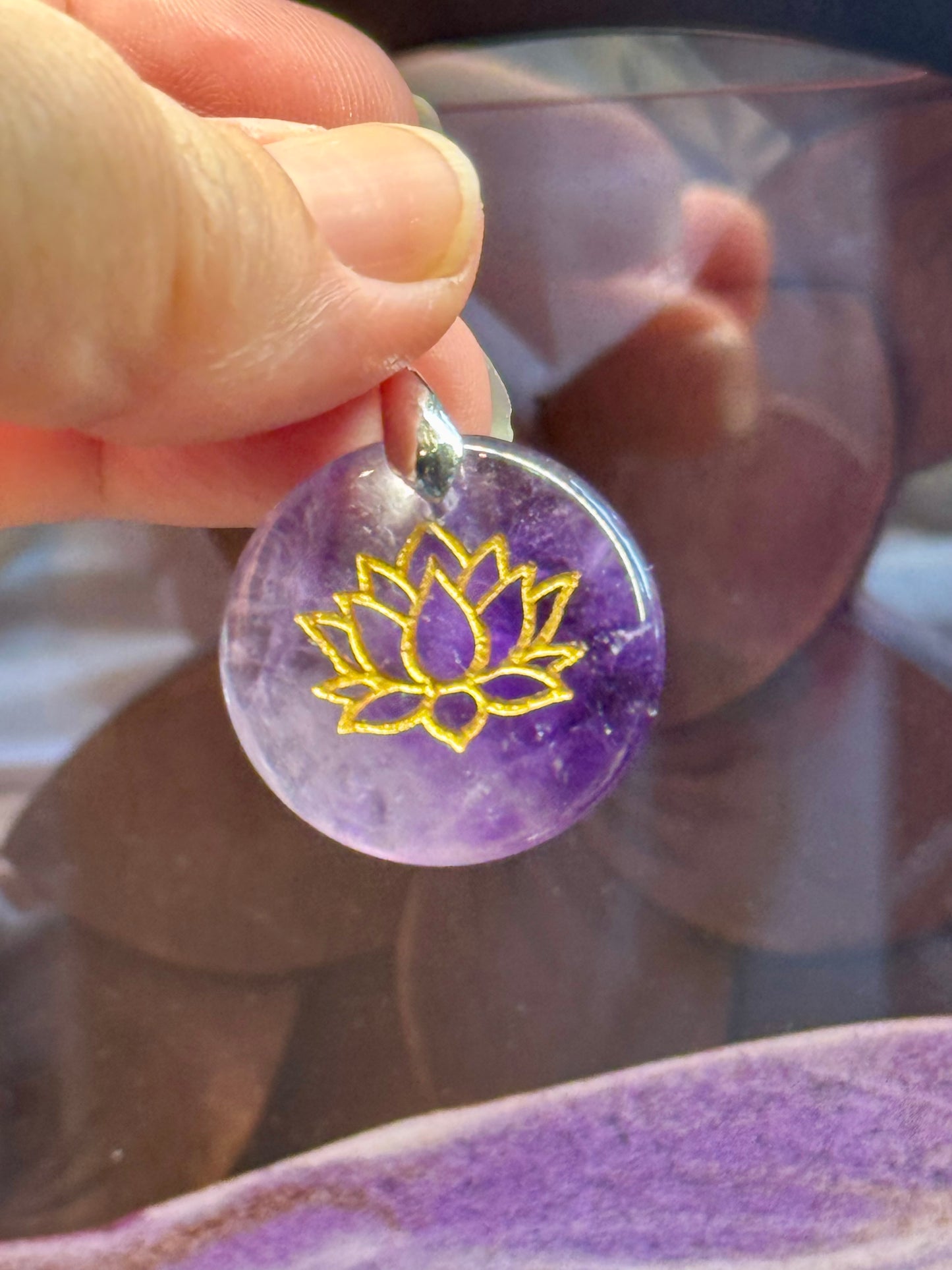 Pendentif Améthyste - Fleur de Lotus 1