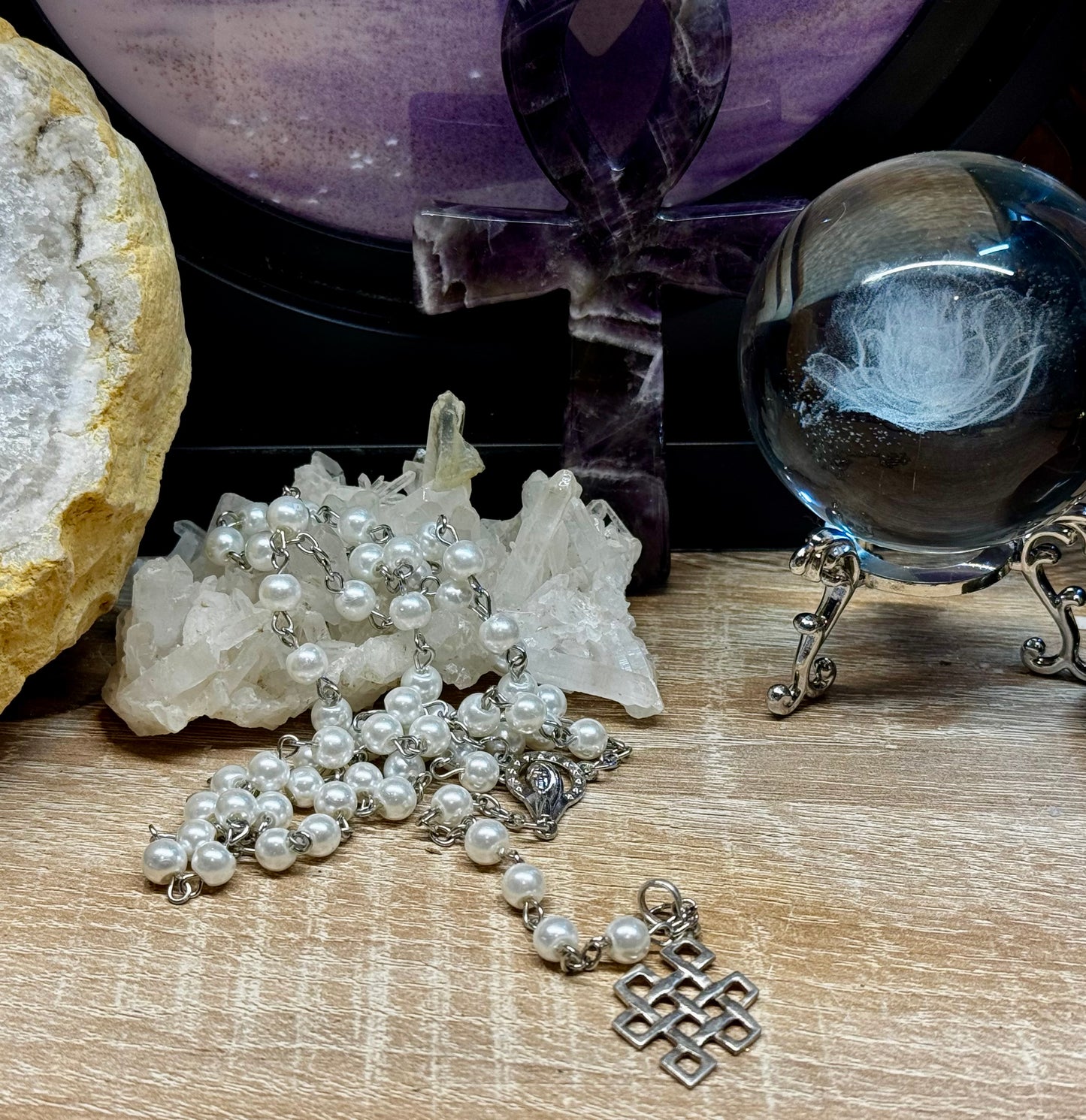 Rosaire avec perles blanches
