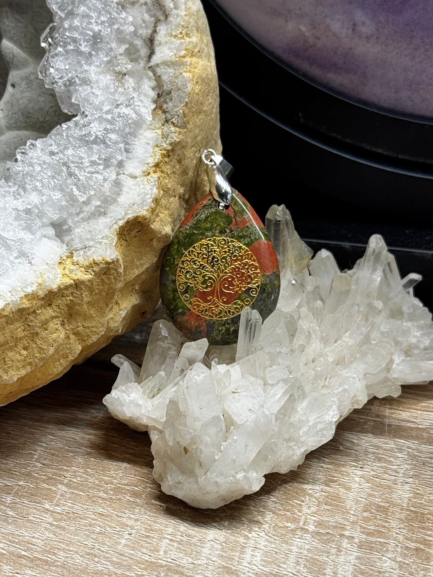 Pendentif goutte d’Unakite