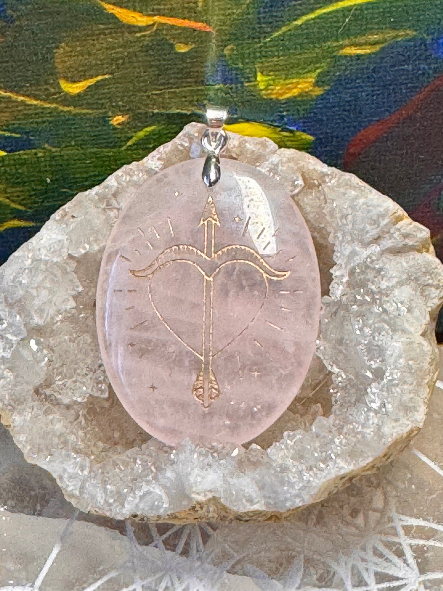 Pendentif de quartz rose