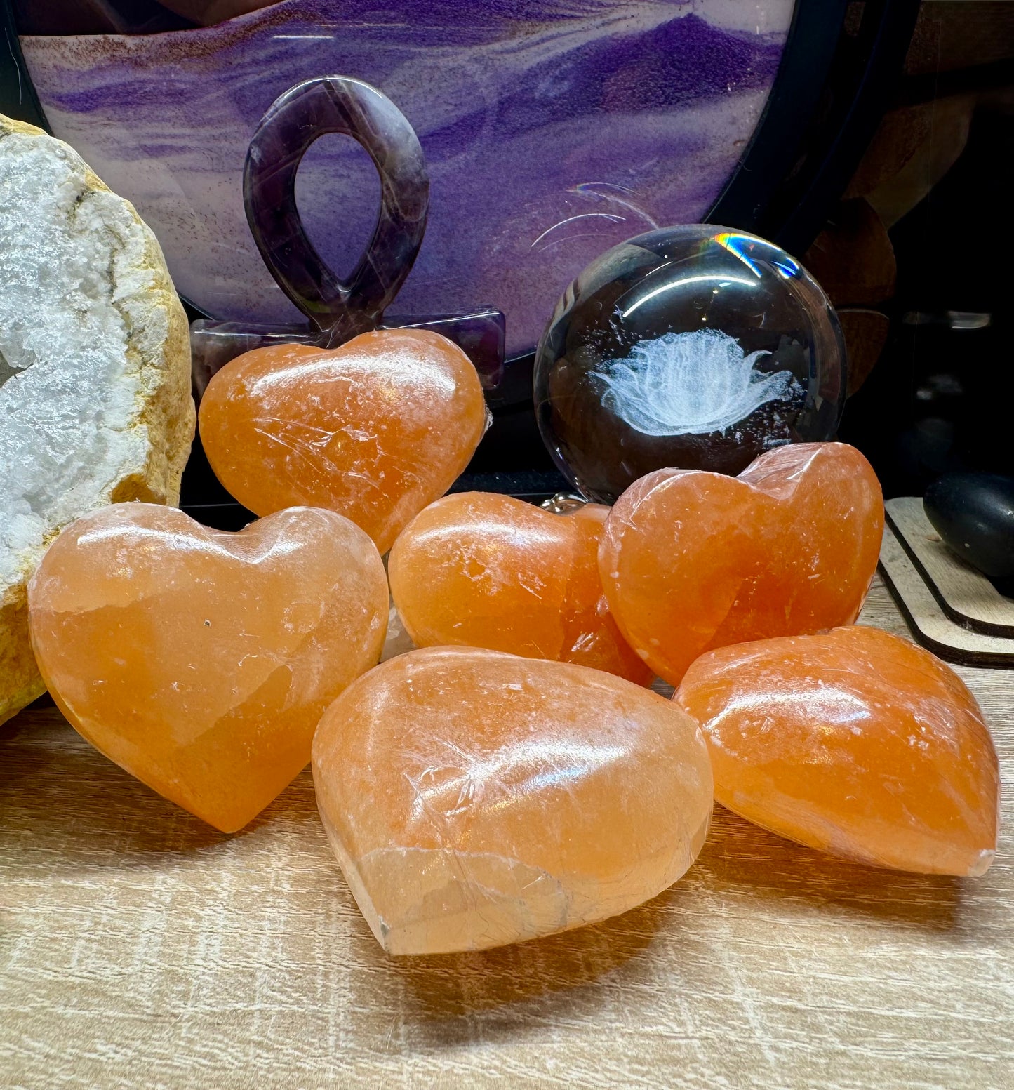 Cœurs de sélénite orange