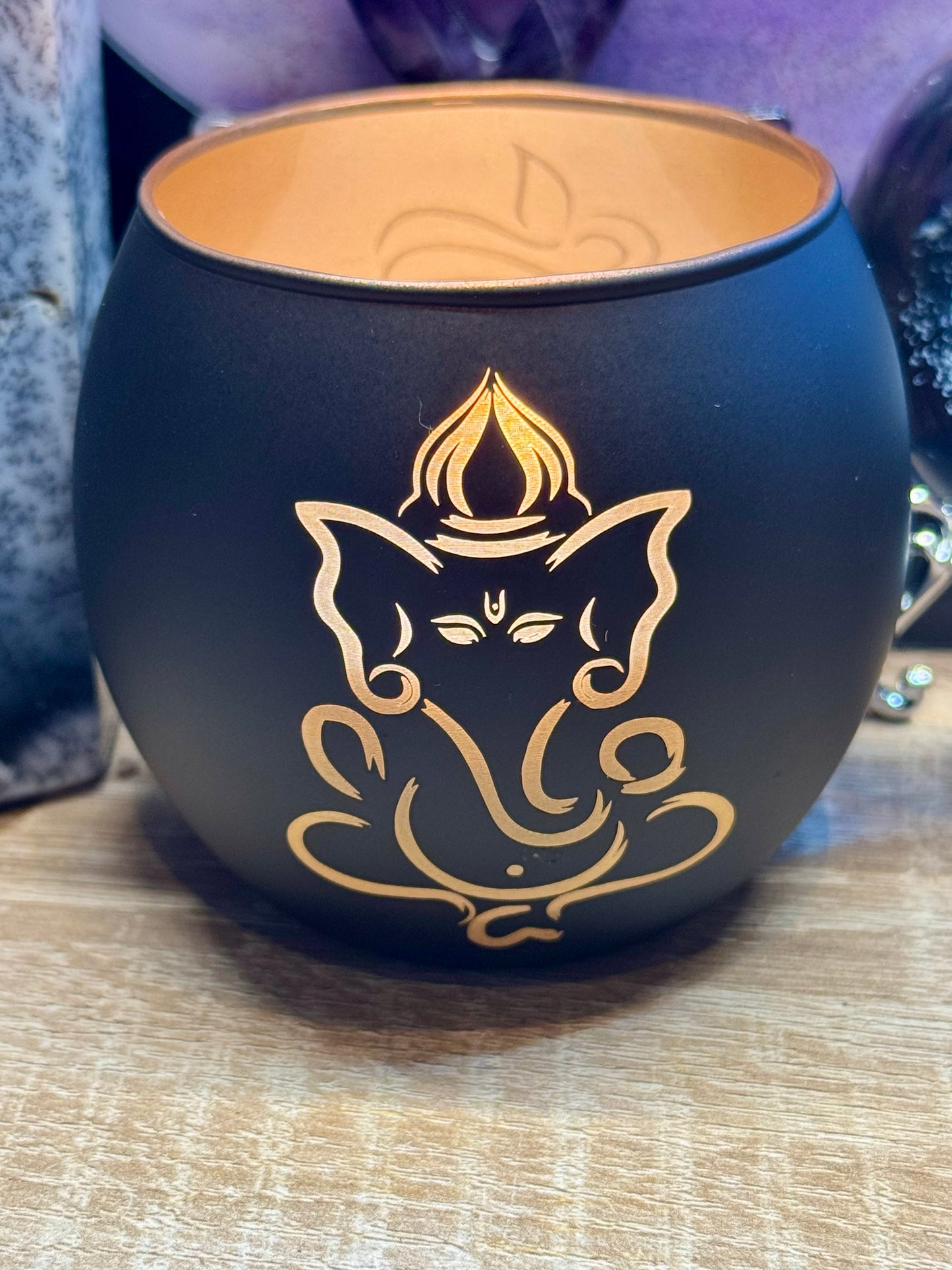 Bougeoir Ganesh en verre