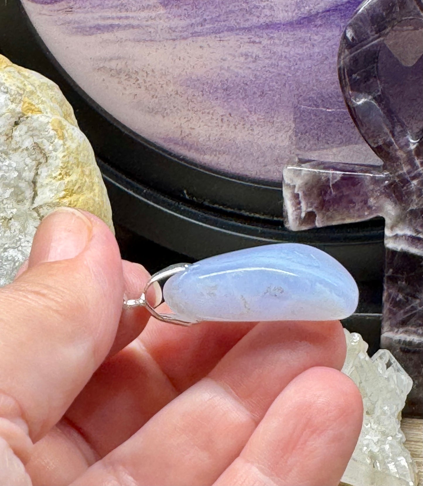 Pendentif de Calcédoine Bleue