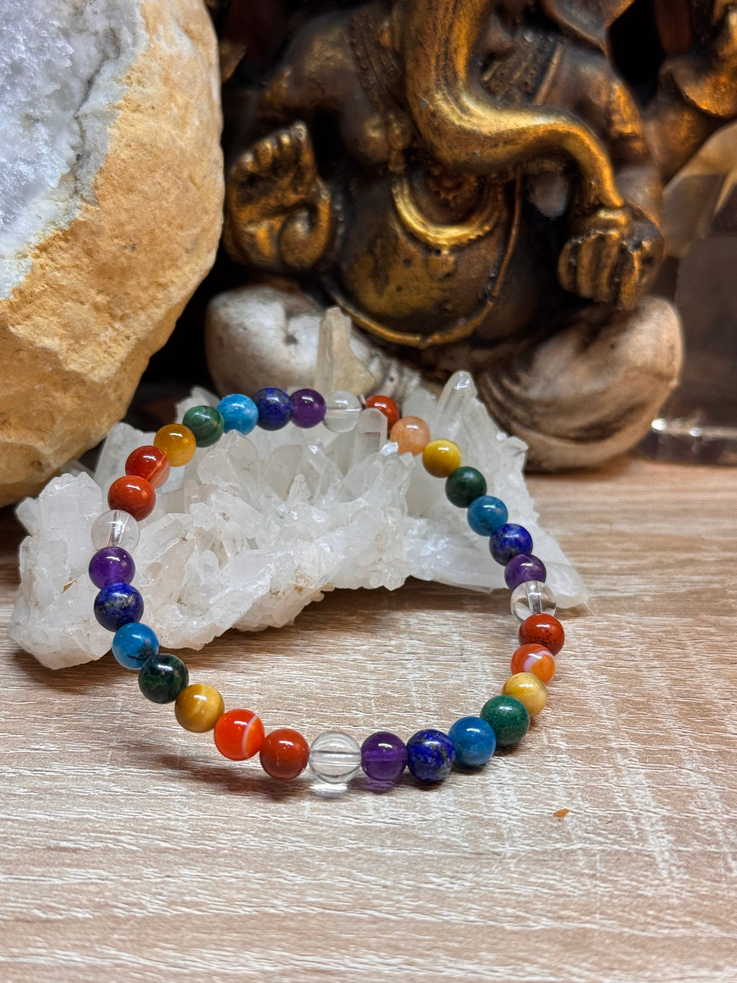 Bracelet 7 chakras perles 6 ou 8mm