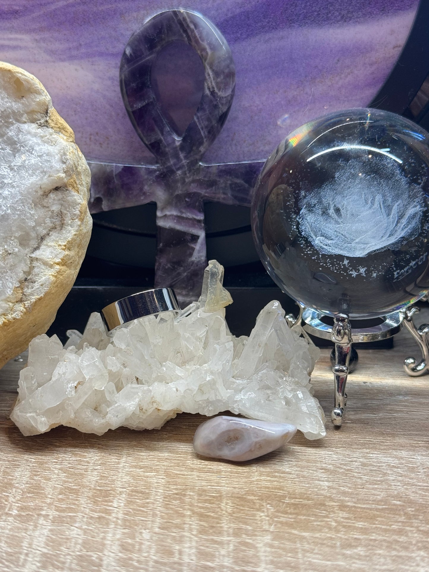 Bague en acier aimanté argenté