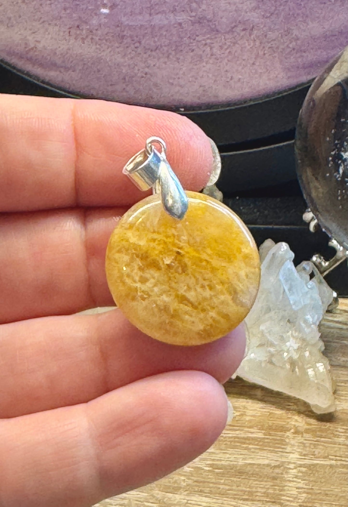 Pendentif en Aventurine Jaune et Sceau de Métatron