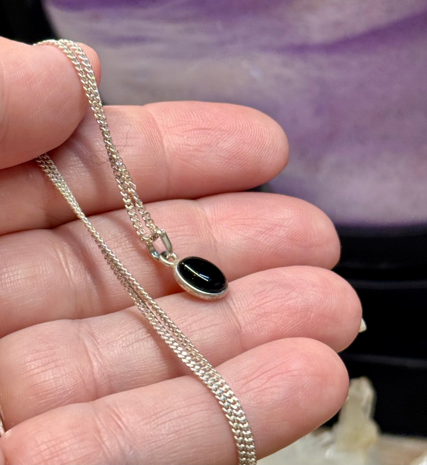 Collier pendentif en Obsidienne noire