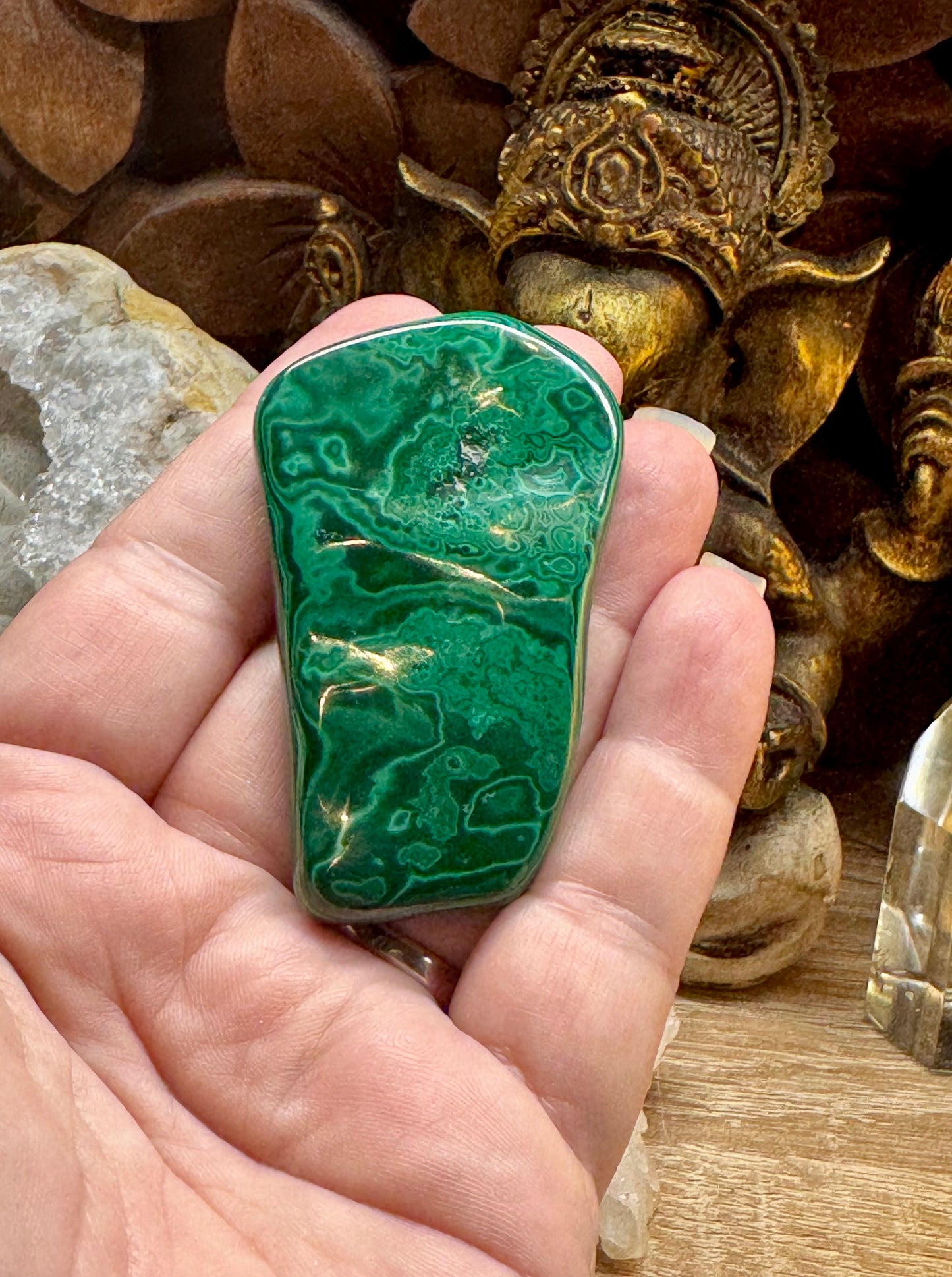 Plaque polie de malachite