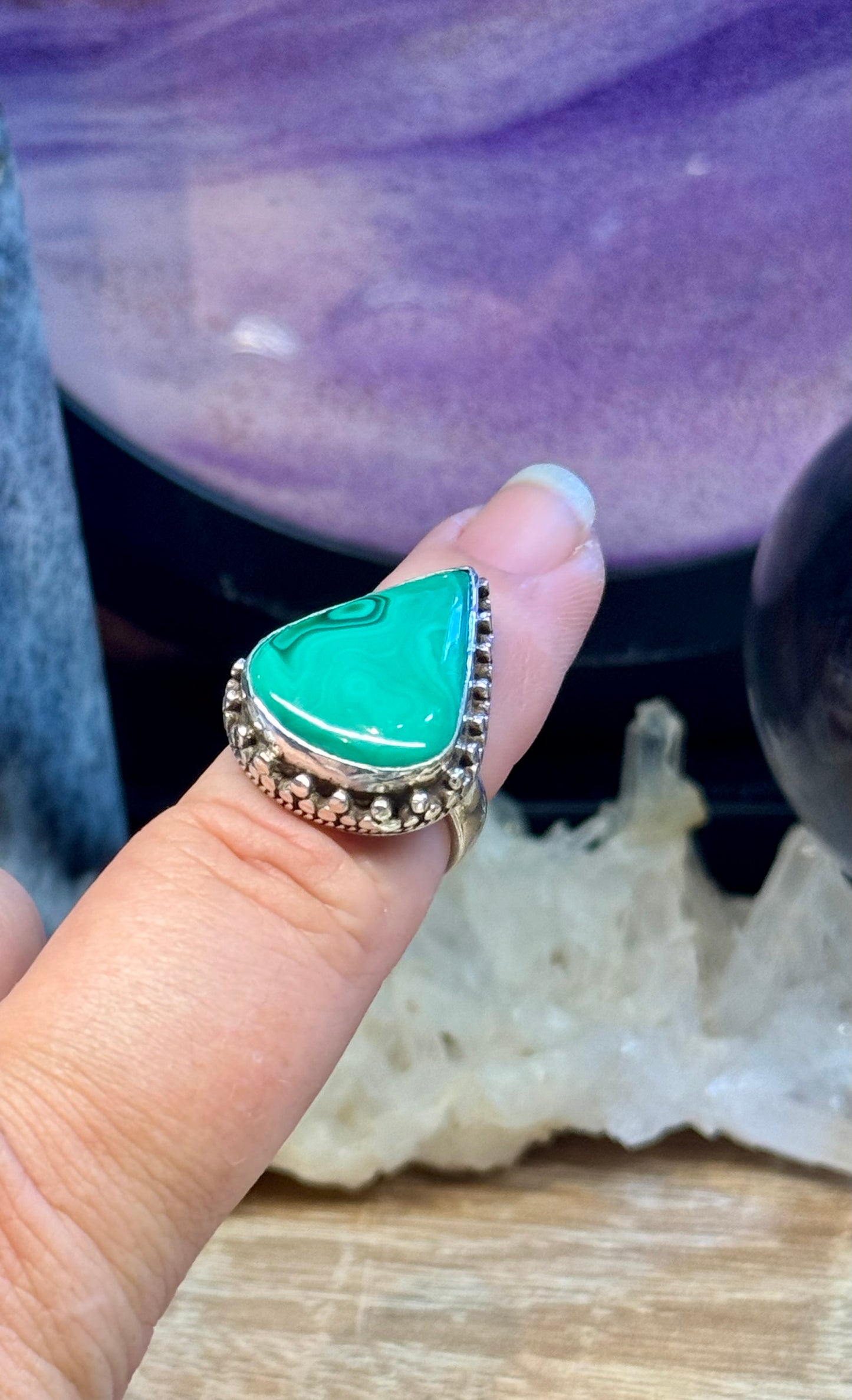 Bague Malachite T52