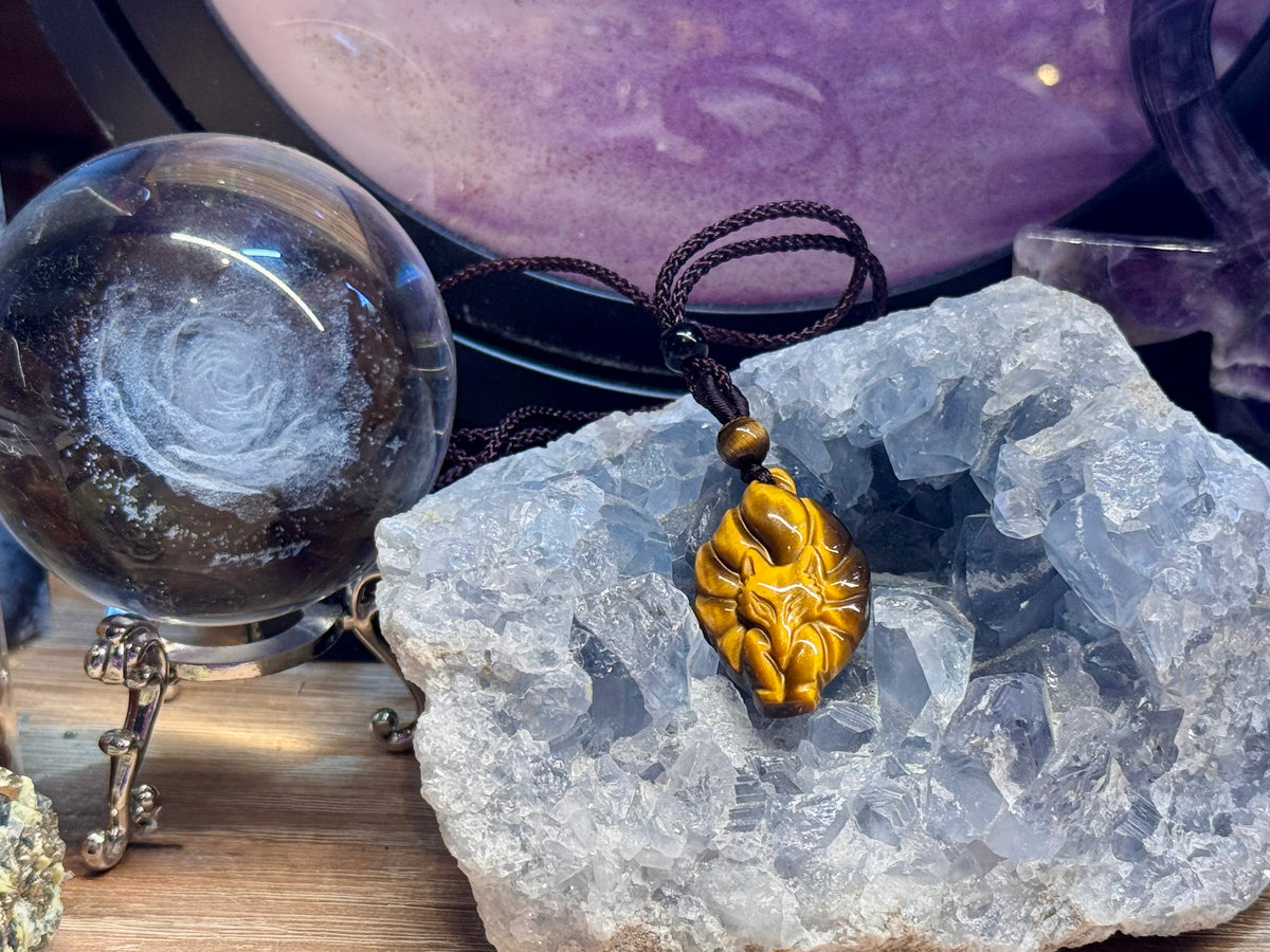 Collier avec renard ajustable Œil de tigre