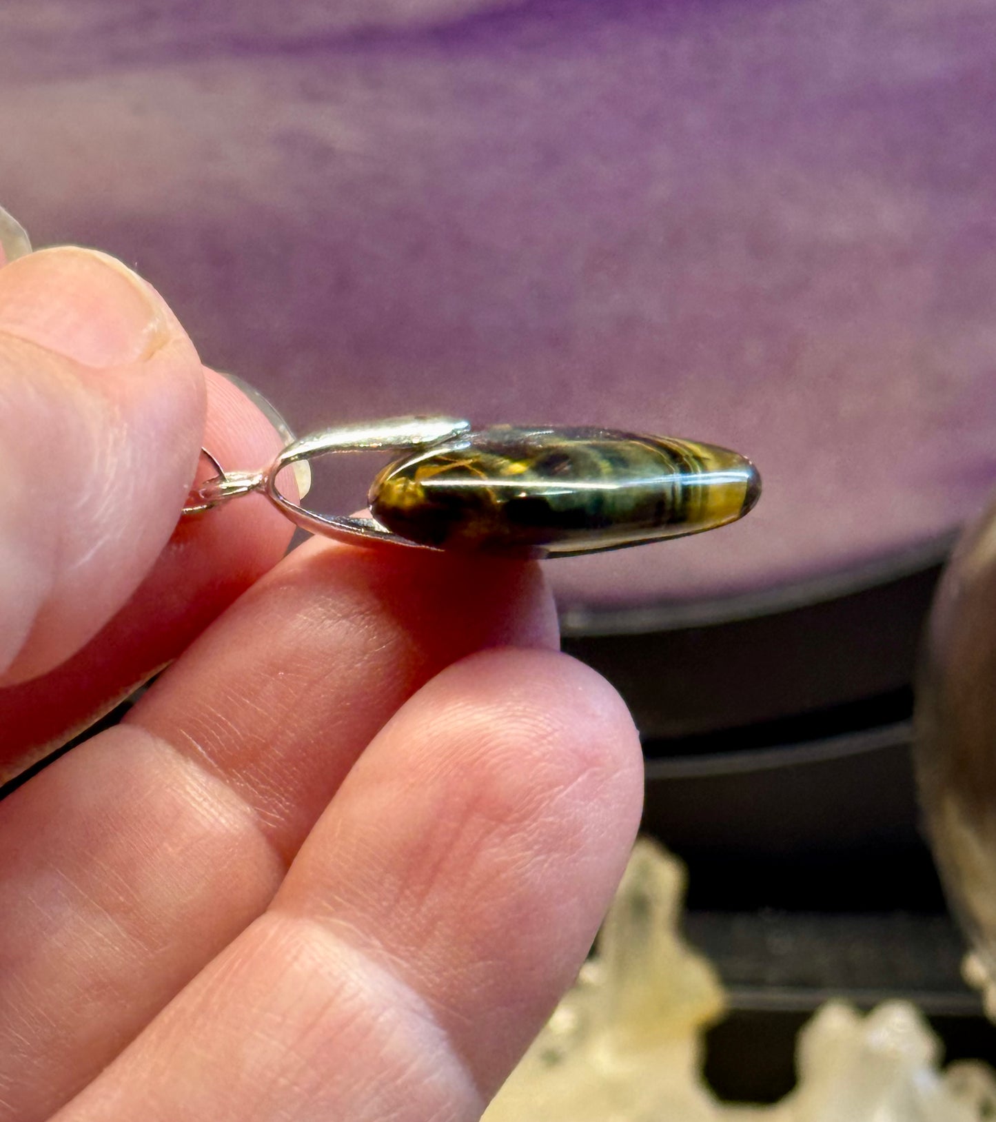 Pendentif Cœur Oeil de Tigre/Taureau 1