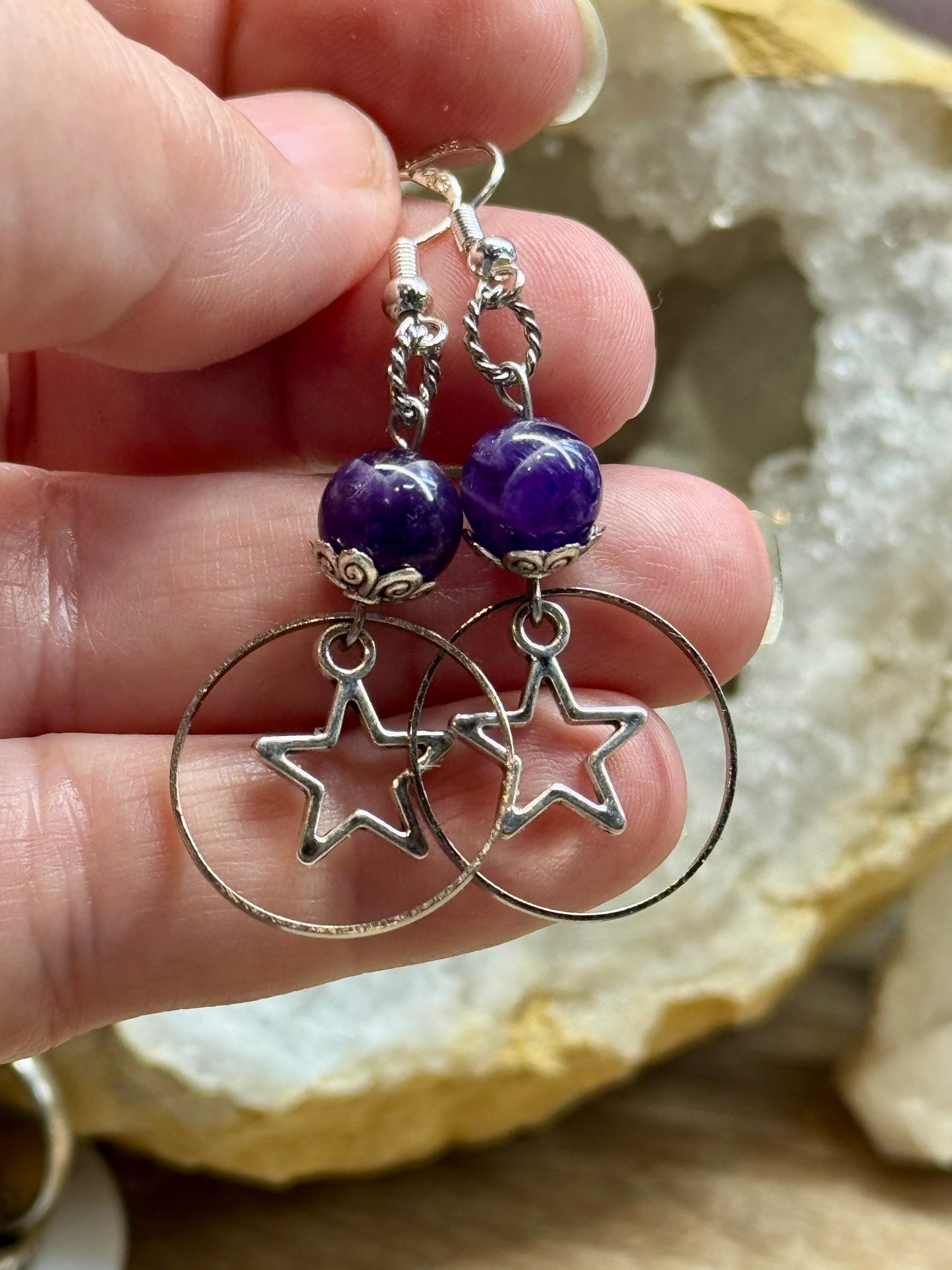 Boucles d’oreilles argent et Améthyste