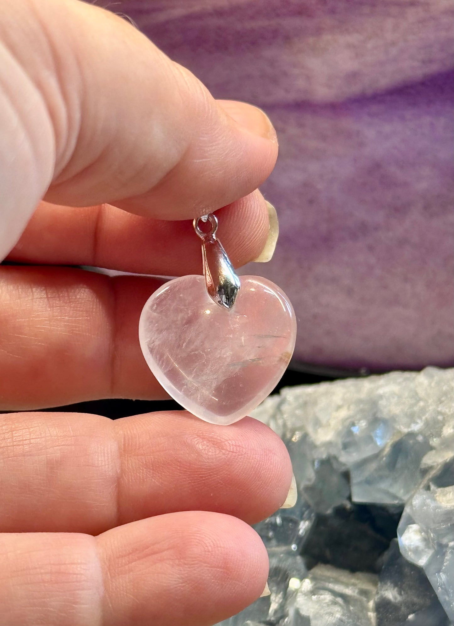 Pendentif cœur en Quartz Rose