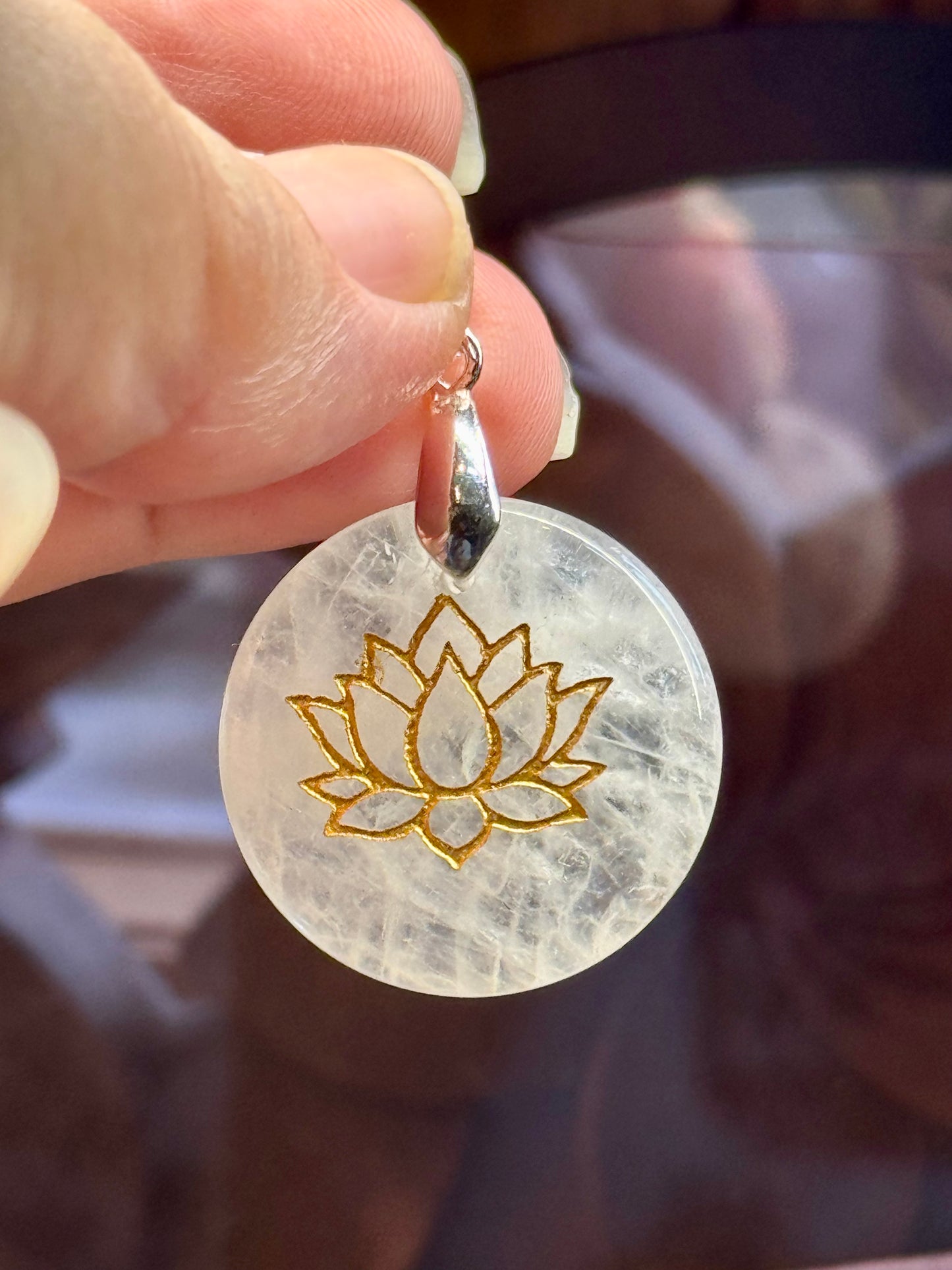 Pendentif en Cristal de Roche - Lotus 1