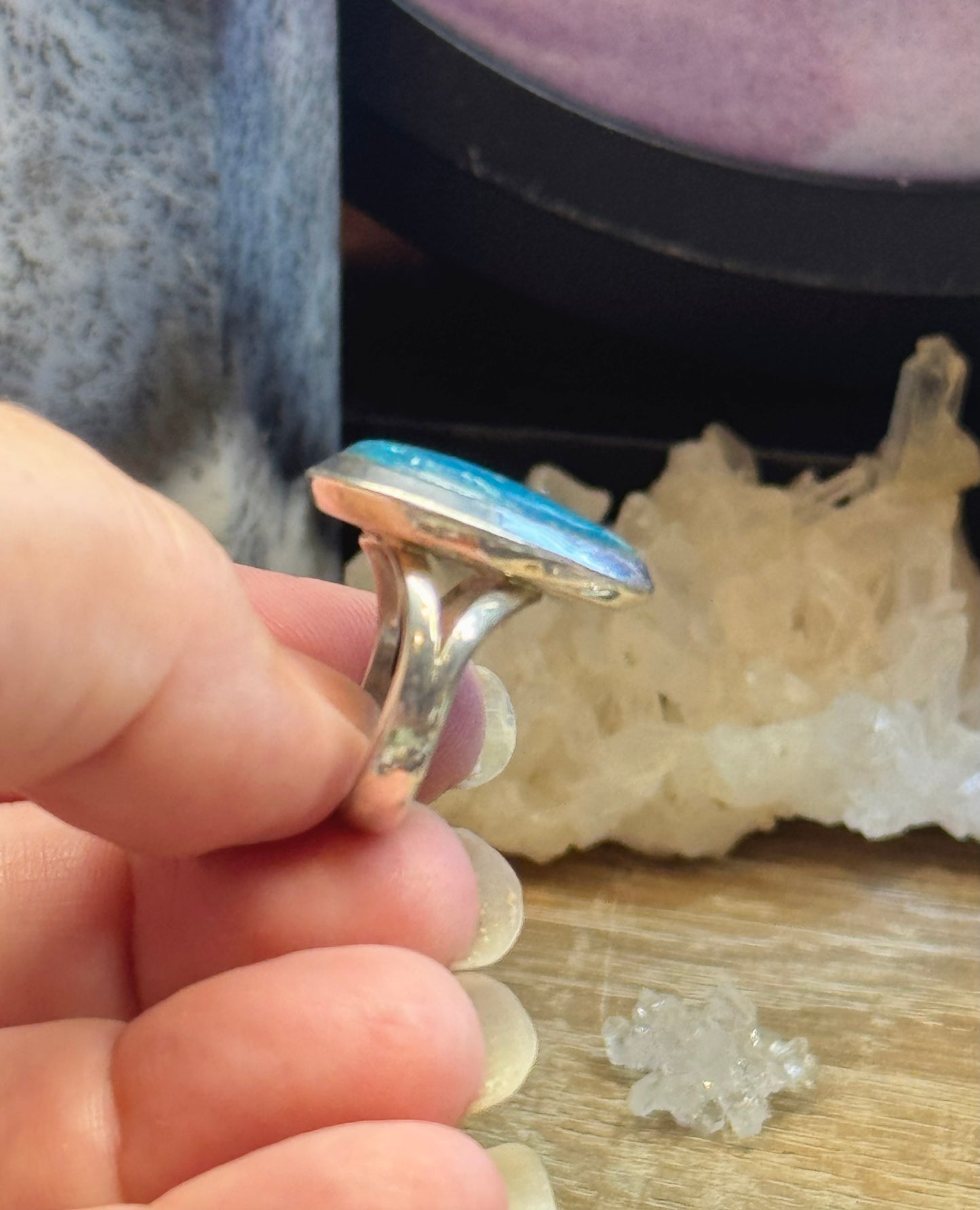 Bague en Apatite Bleue T52