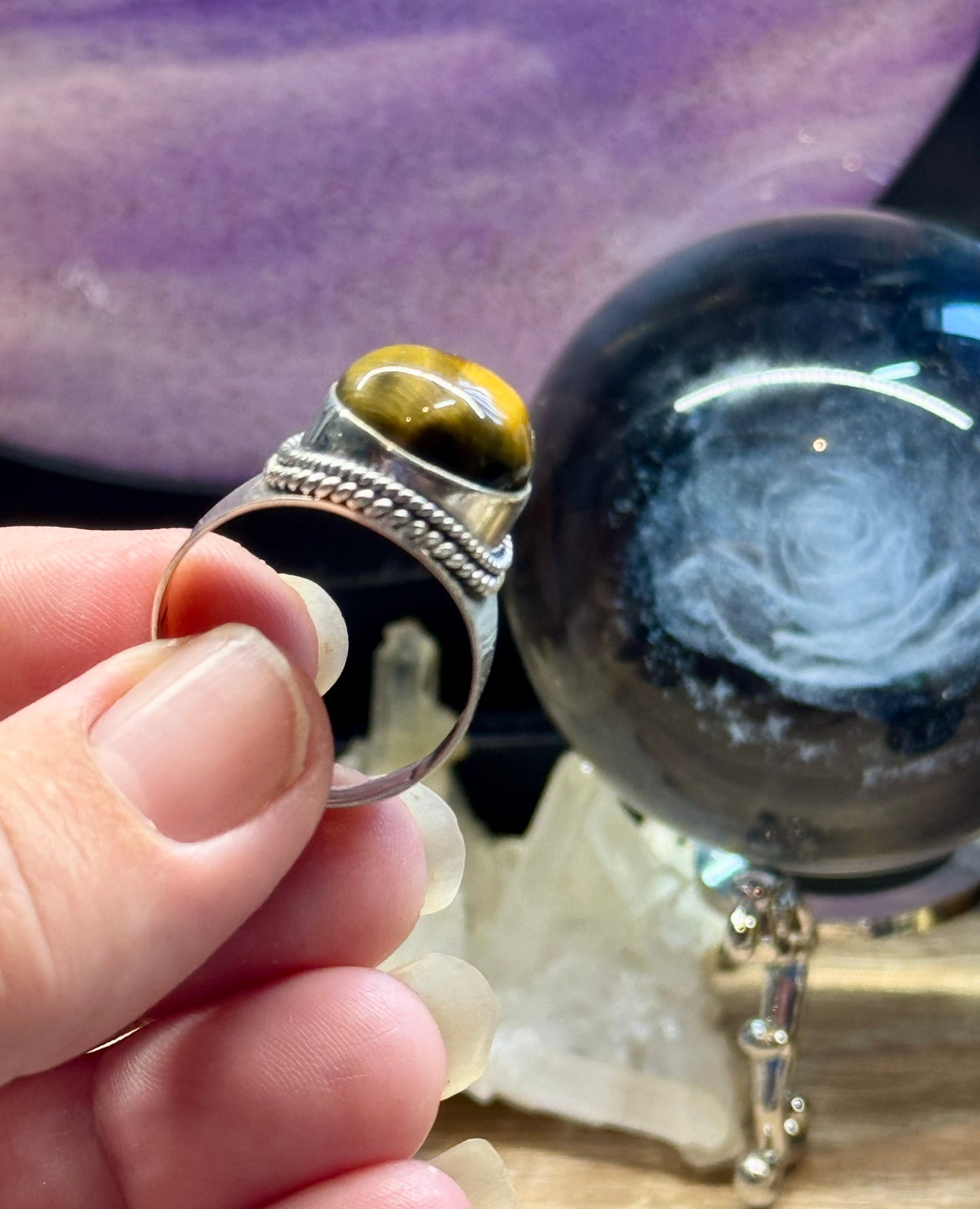 Bague Oeil de tigre/faucon T64
