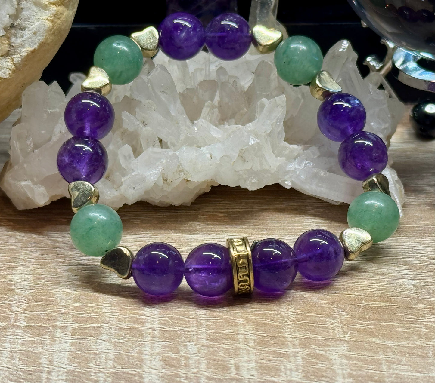 Bracelet améthyste et aventurine verte