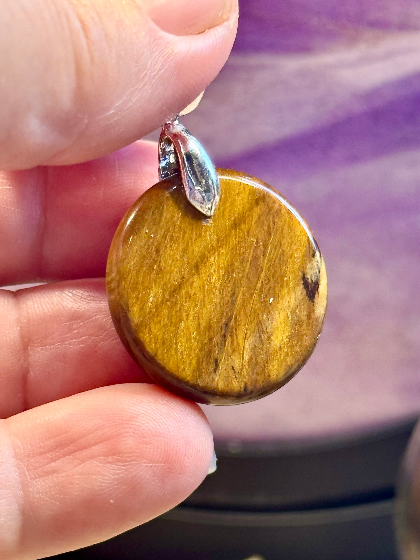 Pendentif rond Oeil de Tigre & Sceau de Métatron