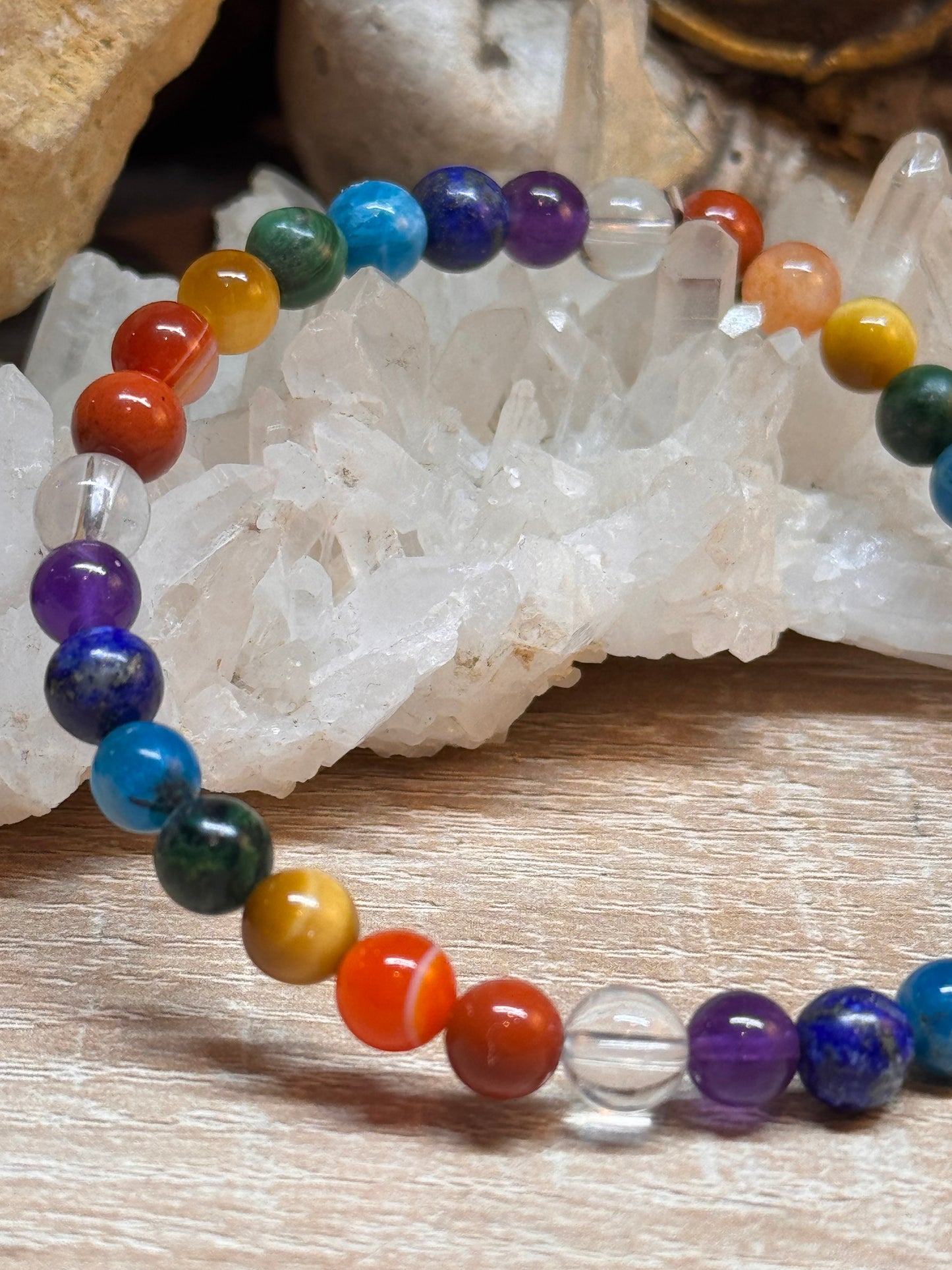 Bracelet 7 chakras perles 6 ou 8mm