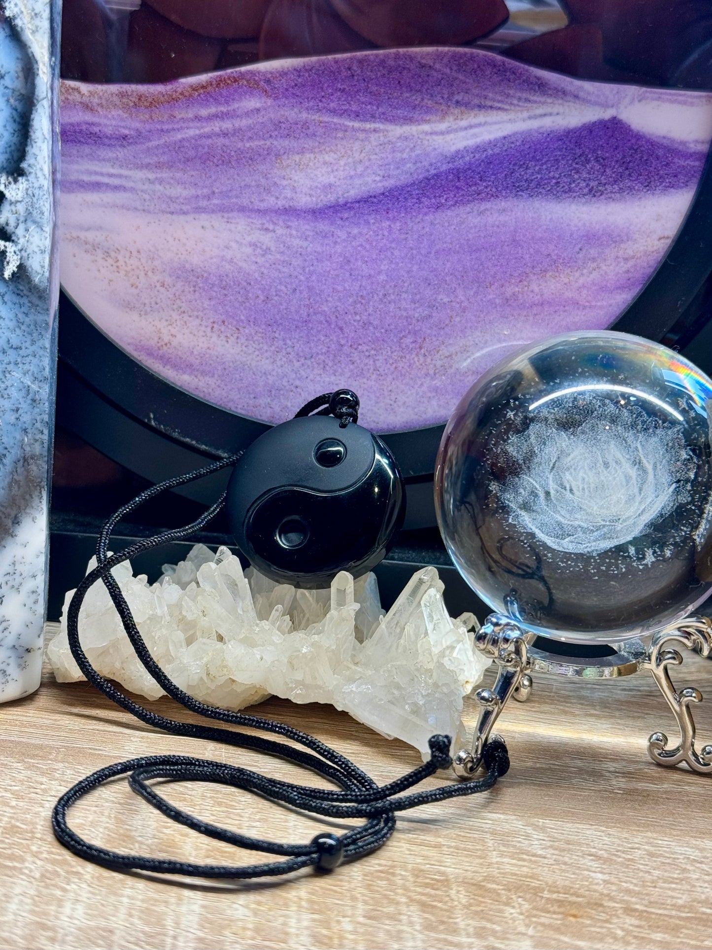 Collier en Obsidienne Noire Yin Yang