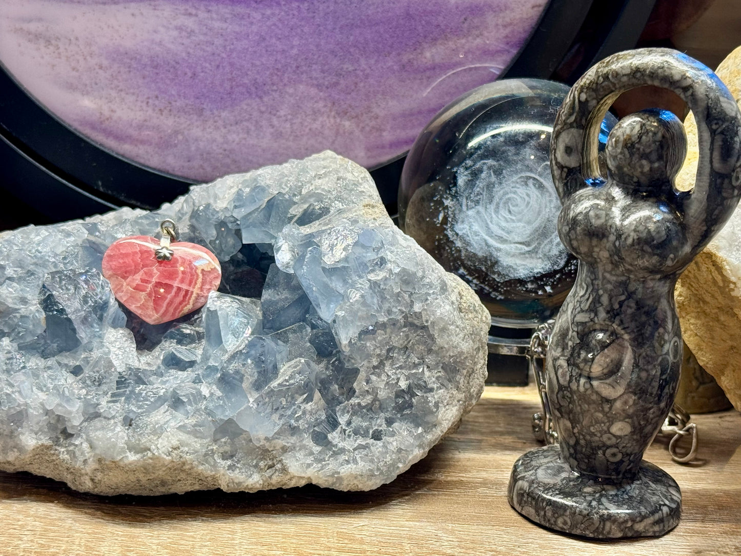 Pendentif cœur de Rhodochrosite