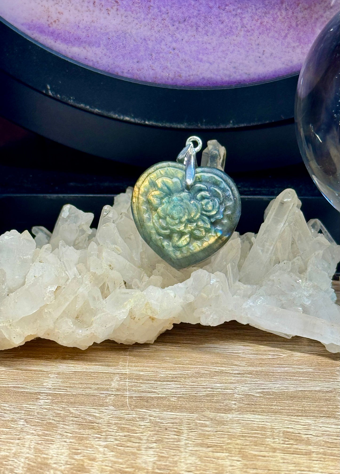 Pendentif en Labradorite Cœur Gravé