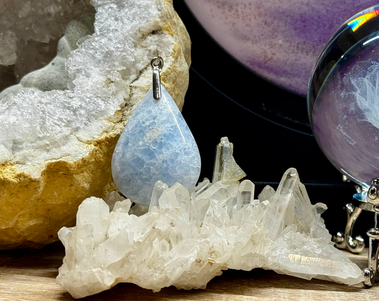 Pendentif de Calcite Bleue