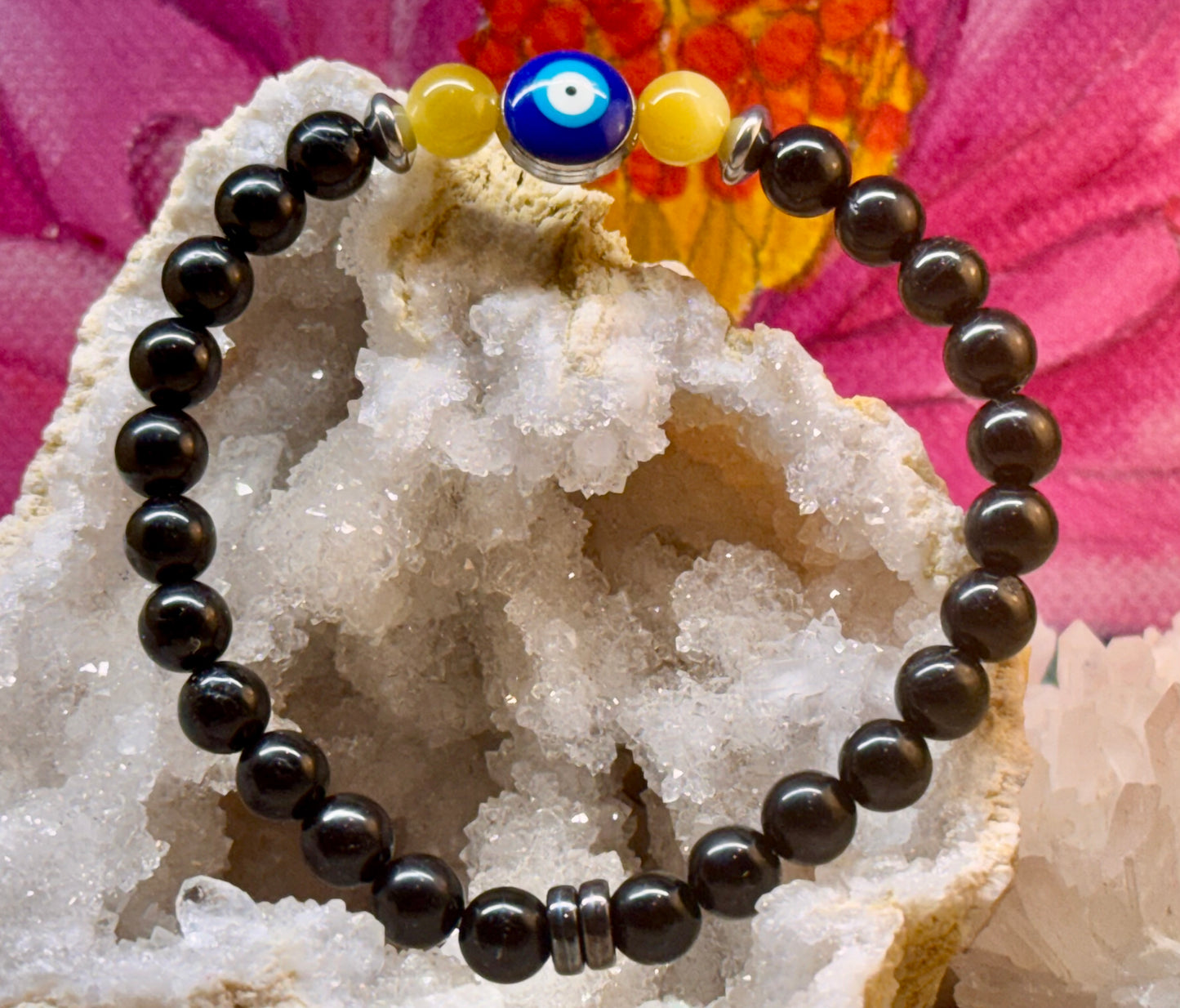 Bracelet de protection obsidienne noire et oeil de tigre