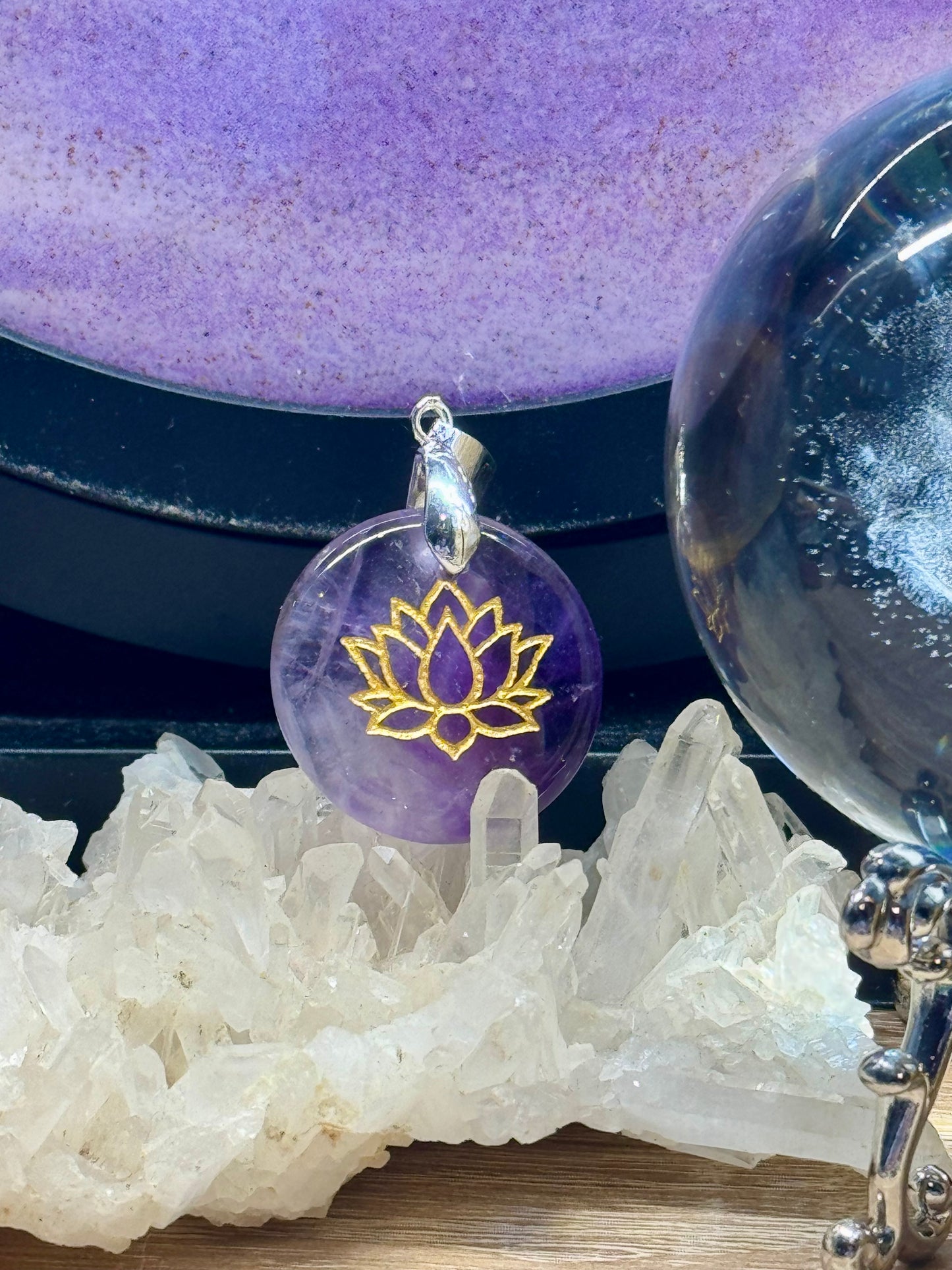 Pendentif Améthyste - Fleur de Lotus 1