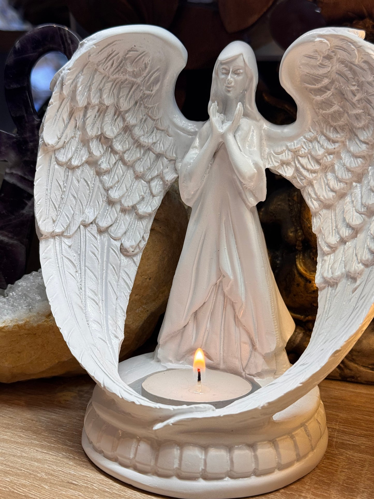 Ange bougeoir en résine
