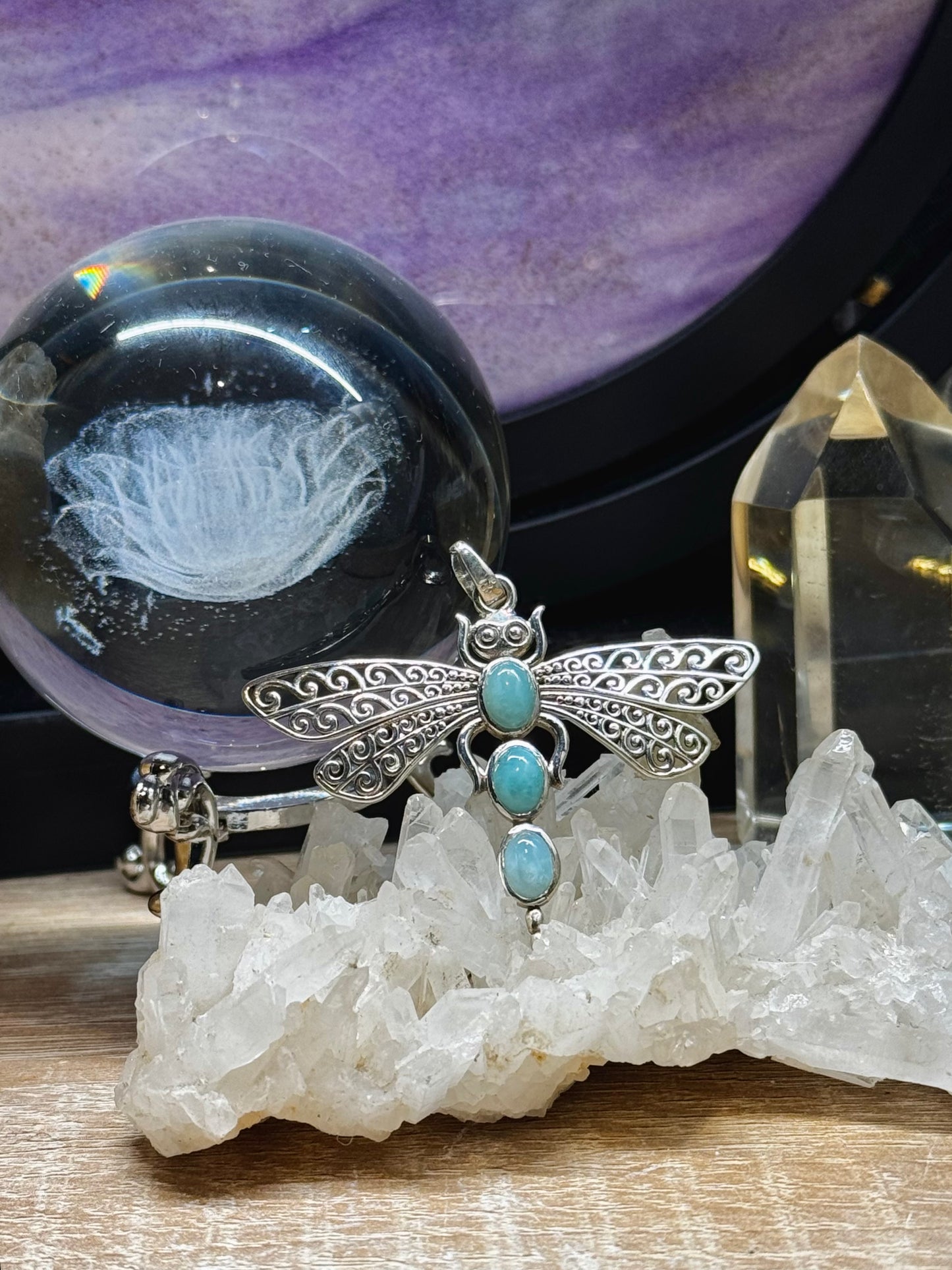 Pendentif papillon Aigue Marine