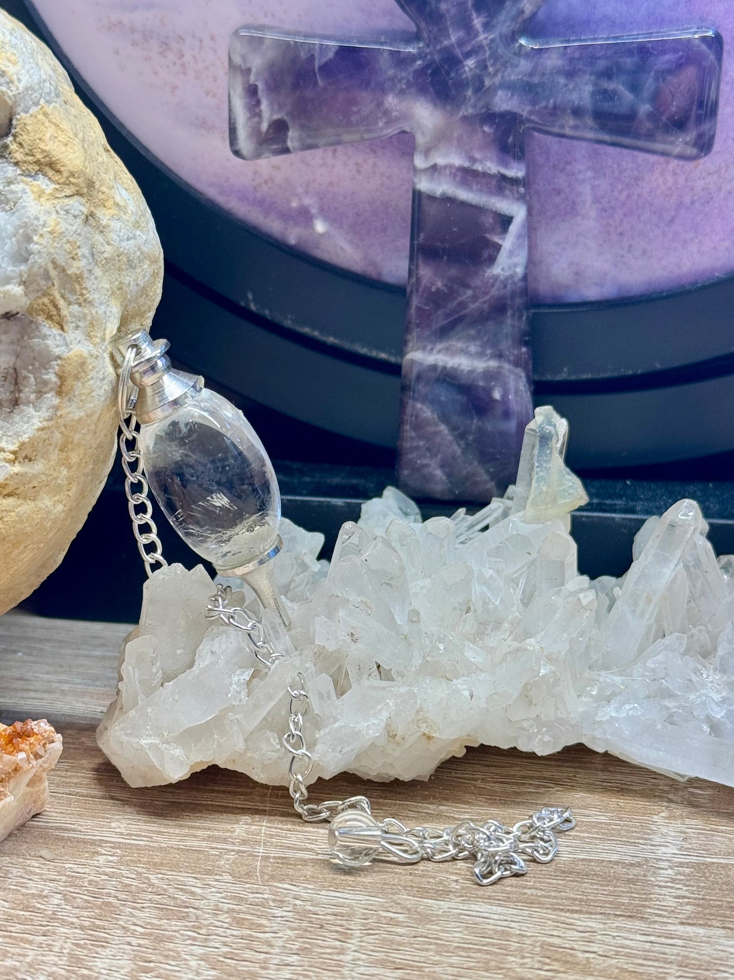 Pendule Shiva Lingam en Cristal de Roche