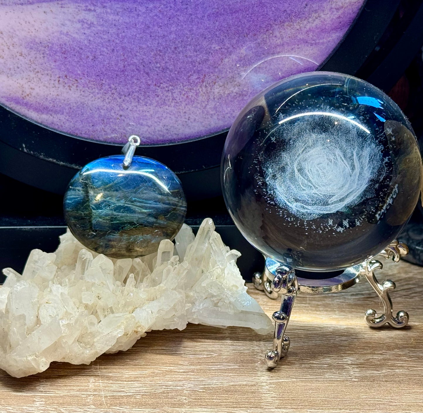 Pendentif de labradorite couché