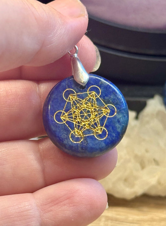 Pendentif Lapis Lazuli & Sceau de Métatron