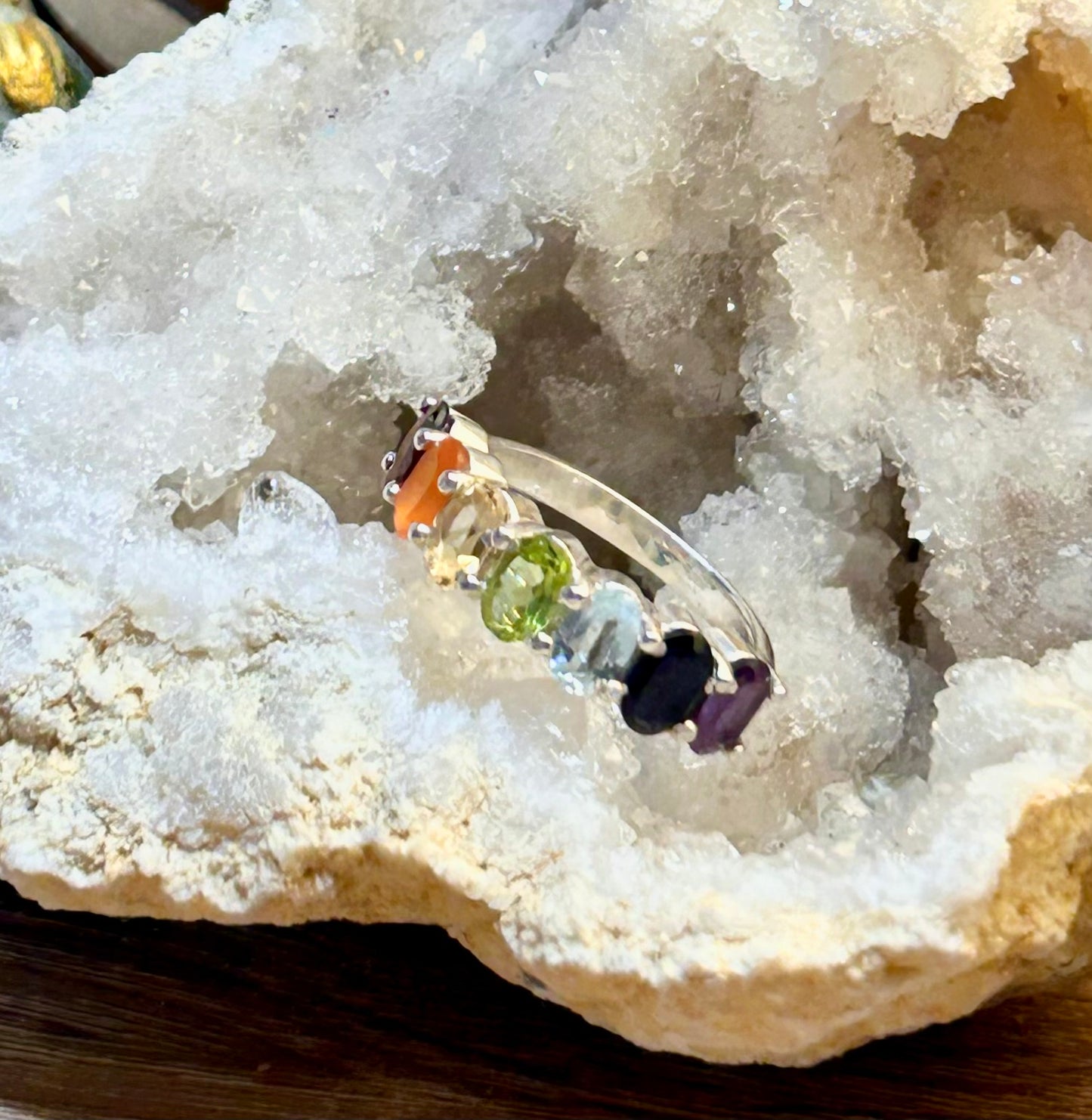 Bague en argent 7 chakras
