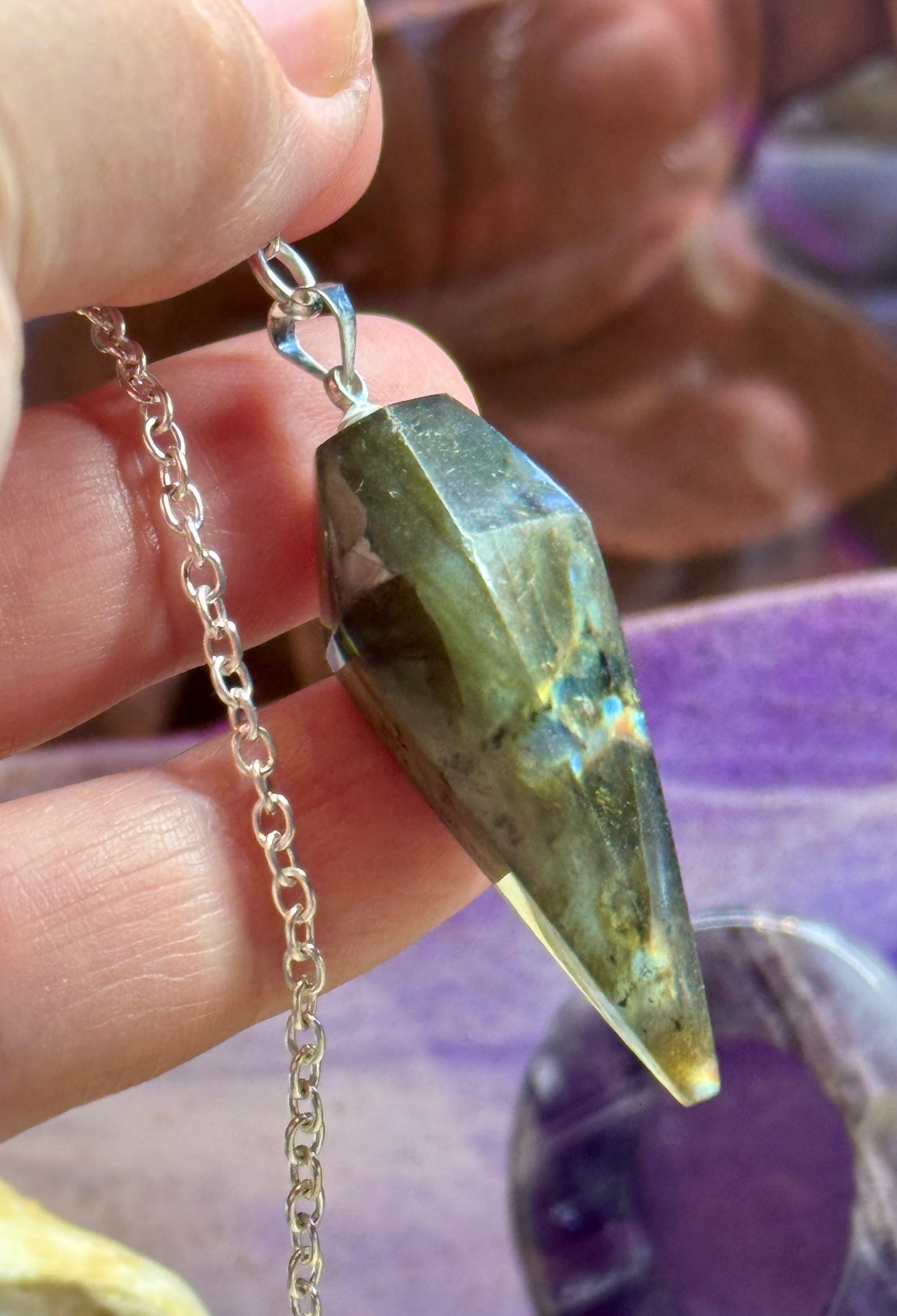Pendule conique en Labradorite - Arbre de vie