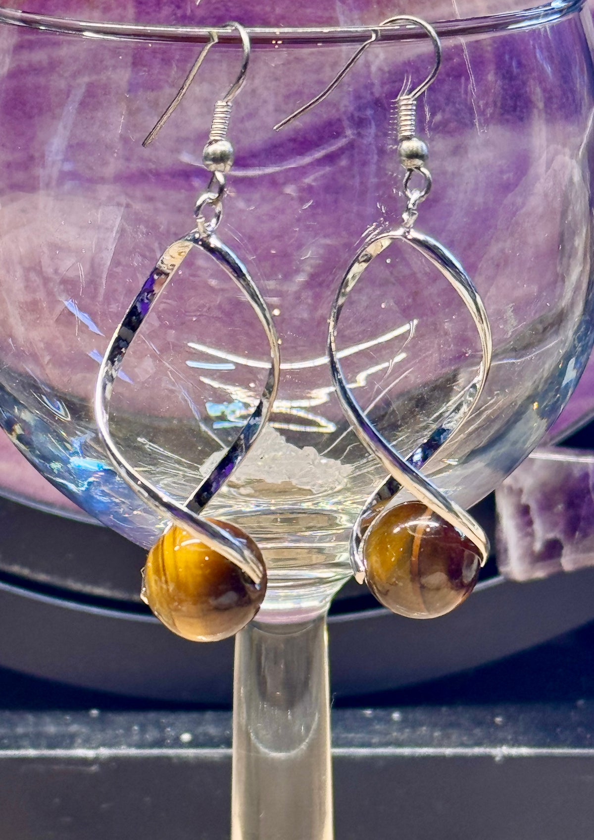 Boucles d’oreilles pendantes Œil de Tigre