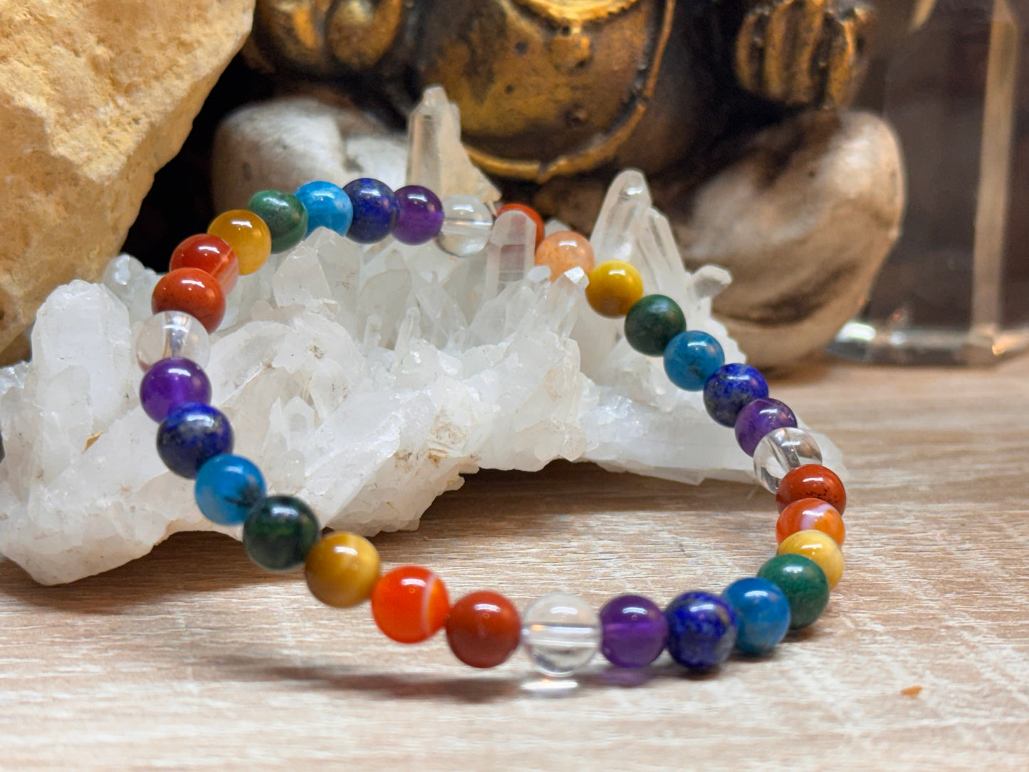 Bracelet 7 chakras perles 6 ou 8mm