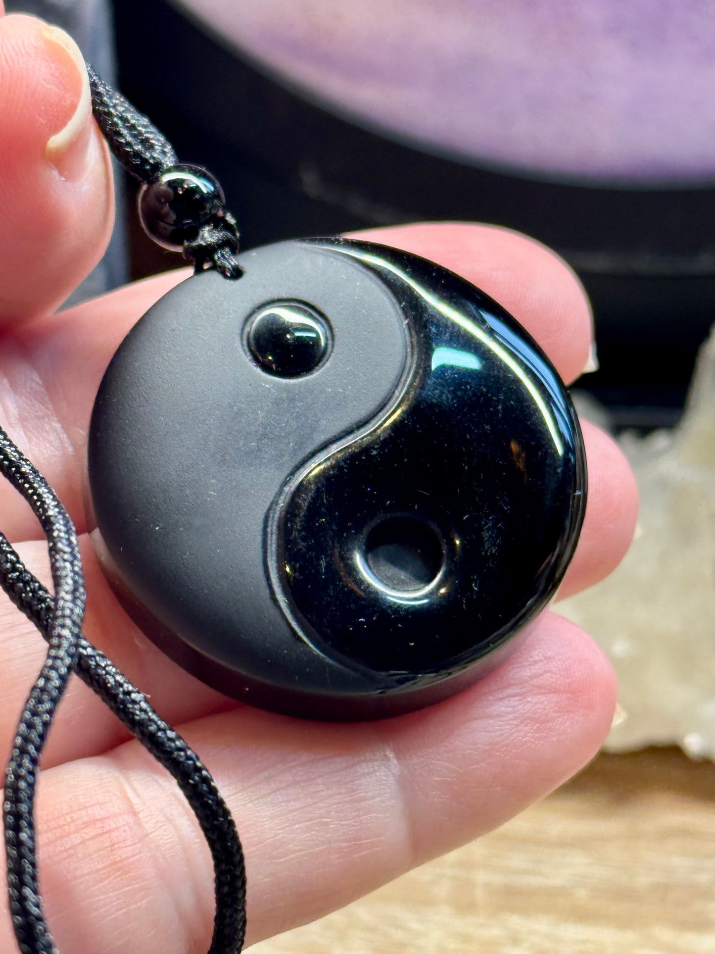 Collier en Obsidienne Noire Yin Yang
