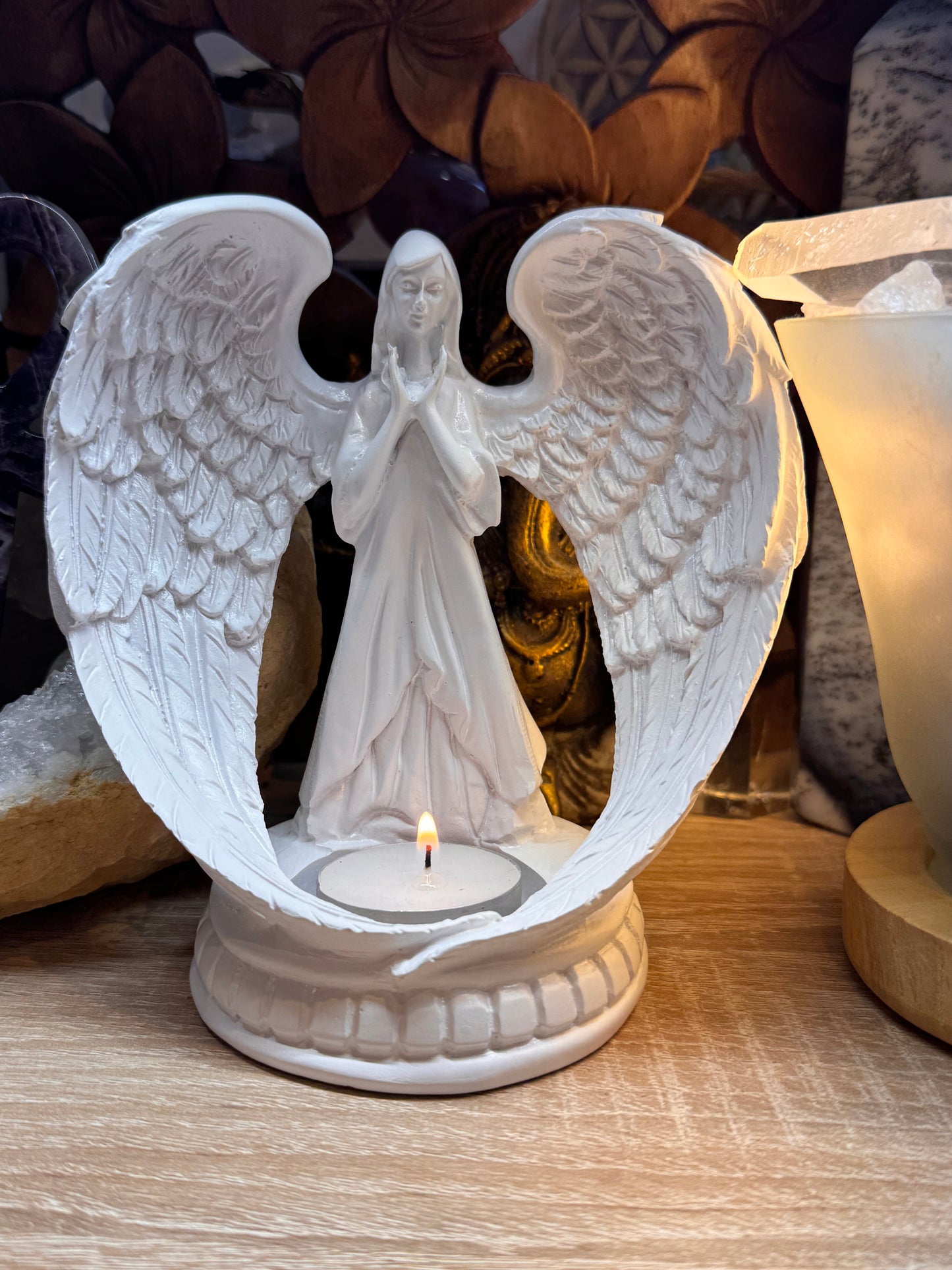 Ange bougeoir en résine