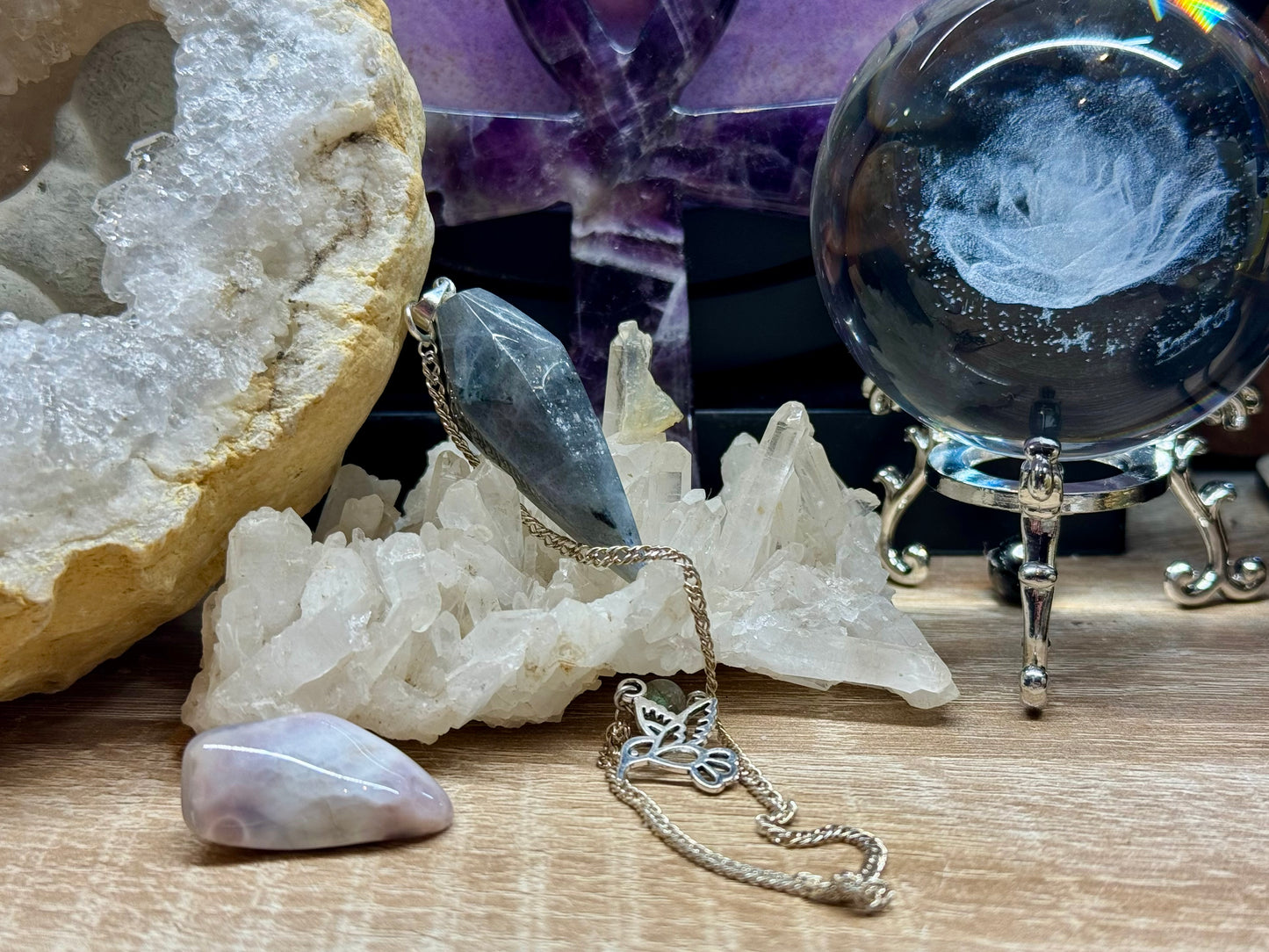 Pendule conique en Labradorite - Colibri