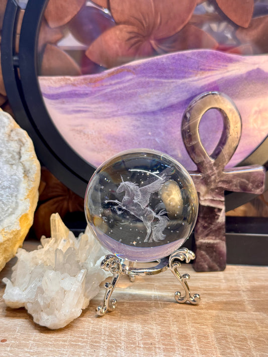 Boule de cristal avec Licorne