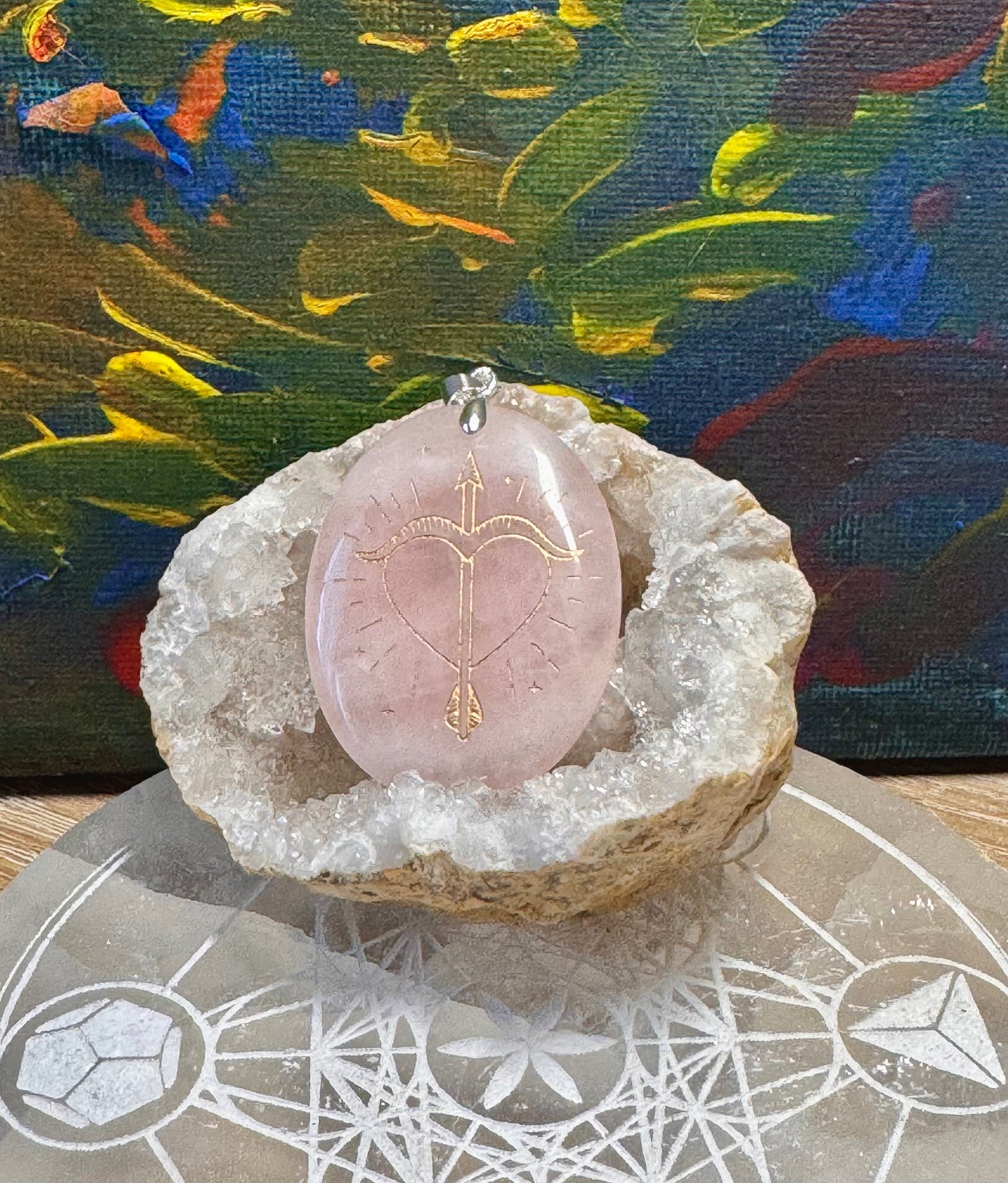 Pendentif de quartz rose