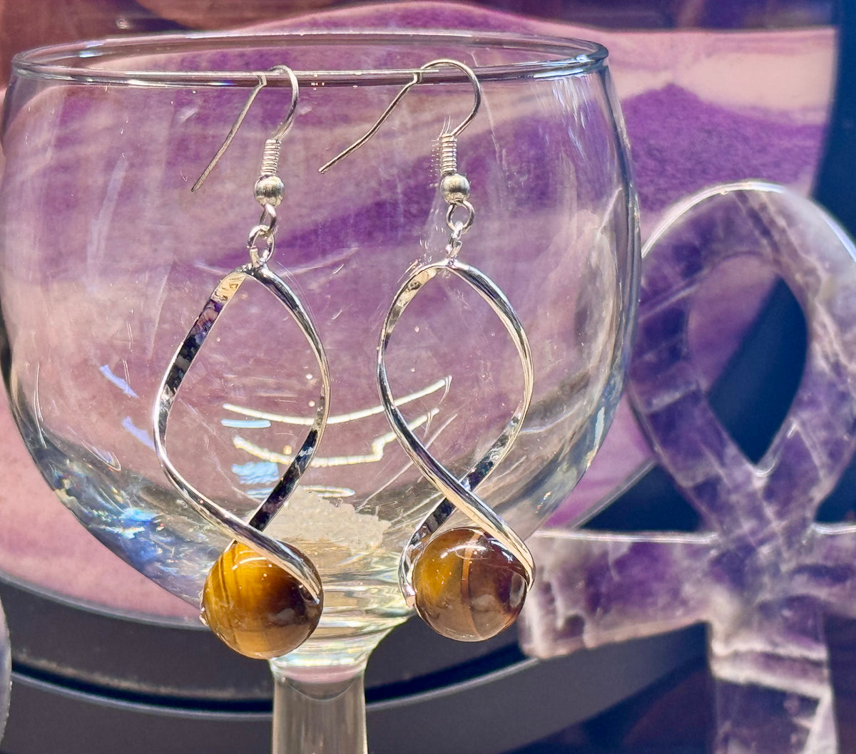 Boucles d’oreilles pendantes Œil de Tigre