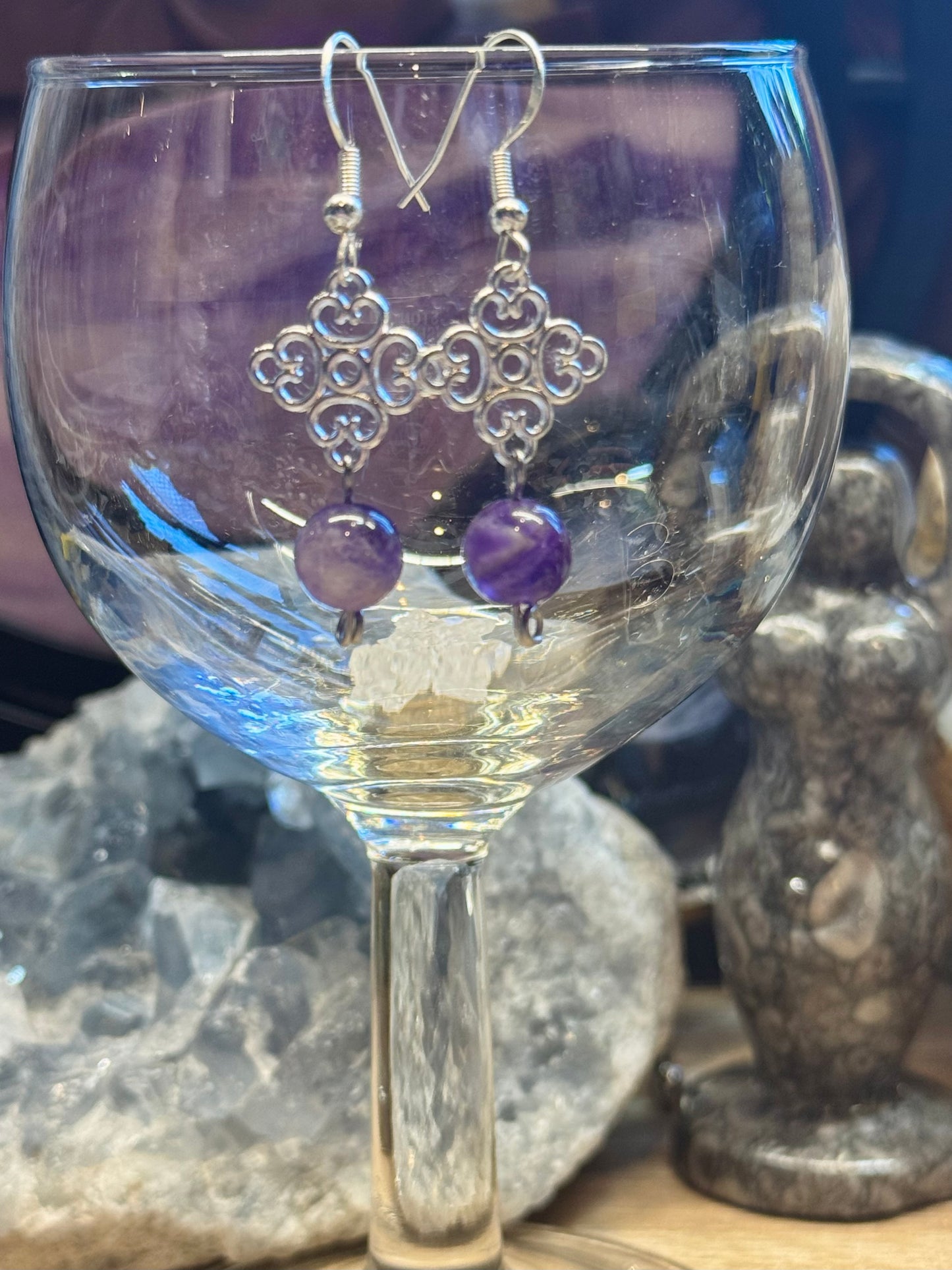 Boucles d’oreilles fantaisie Améthyste