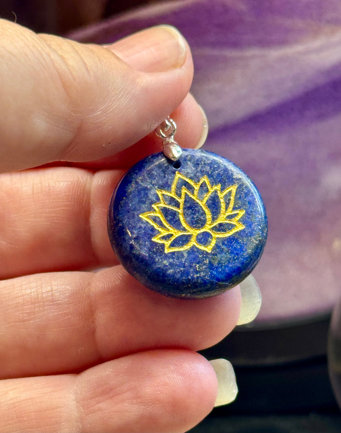 Pendentif en Lapis-lazuli - Lotus