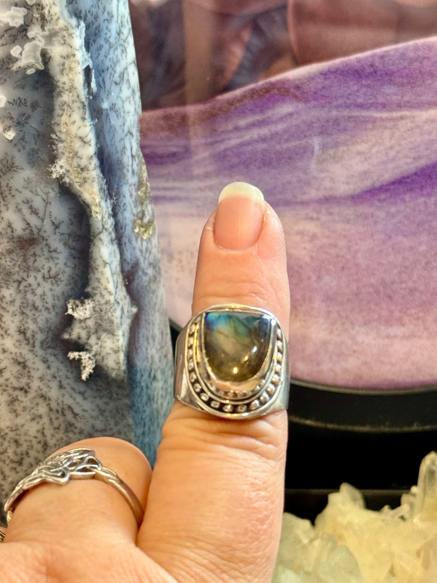 Chevalière de Labradorite T57